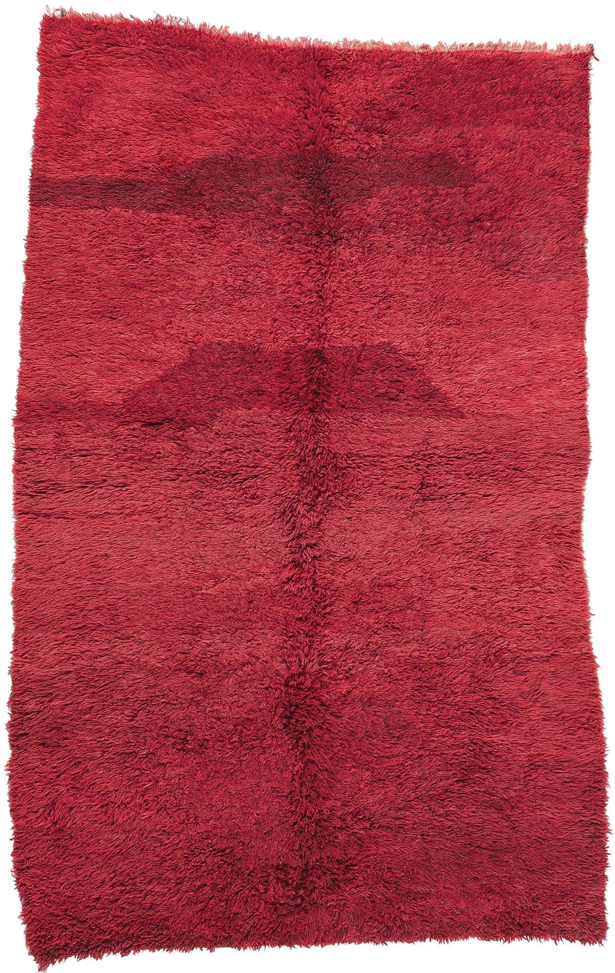 Vintage Red Beni MGuild Moroccan Rug, Abstract Expressionism Meets Maximalism For Sale