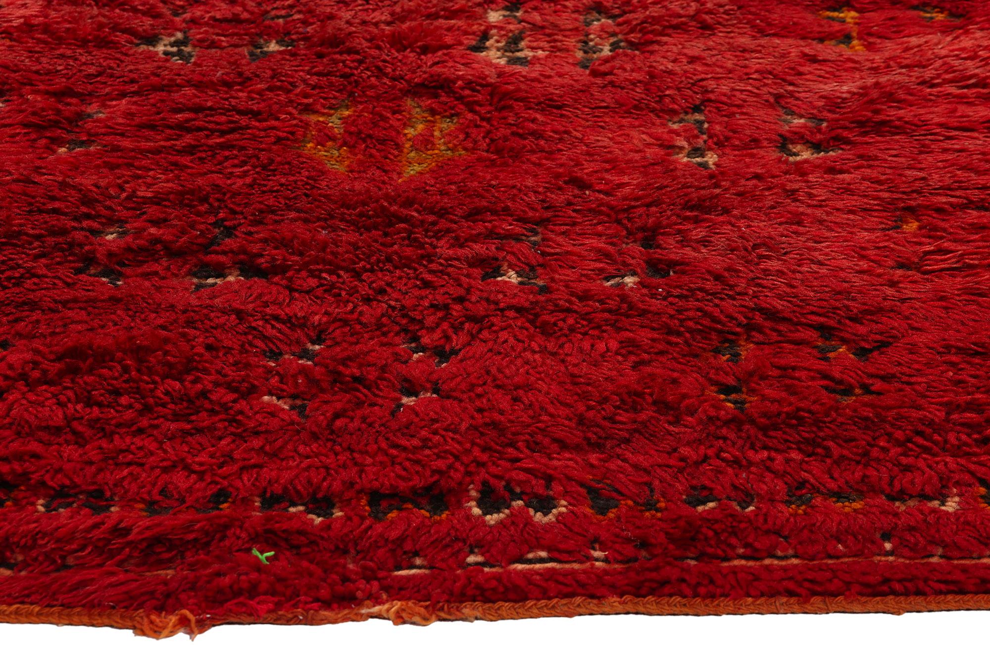 Vintage Red  Beni MGuild Moroccan Rug, Bohemian Meets Maximalist Style In Good Condition For Sale In Dallas, TX