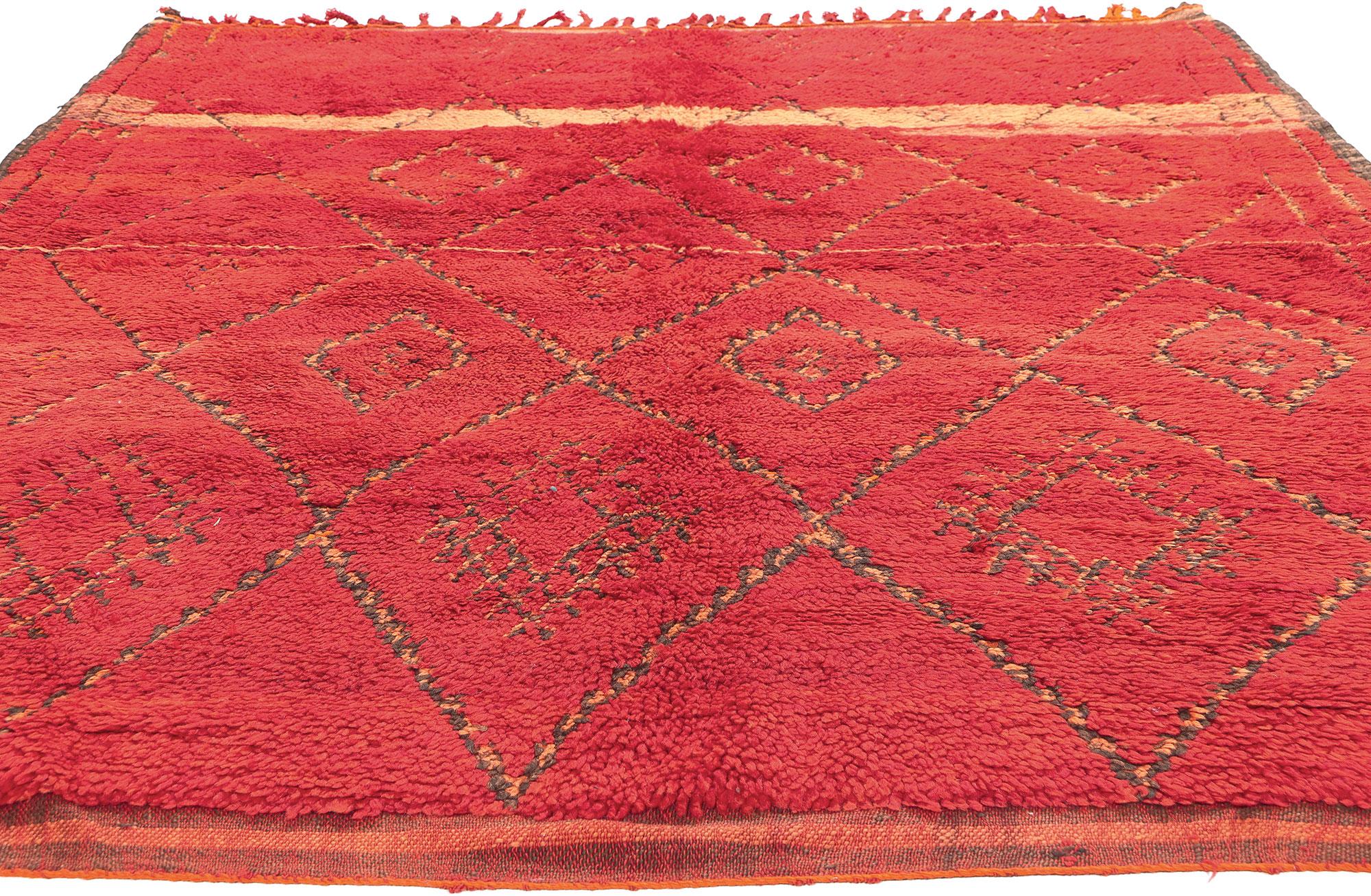 Tribal Vintage Red Beni MGuild Moroccan Rug  For Sale