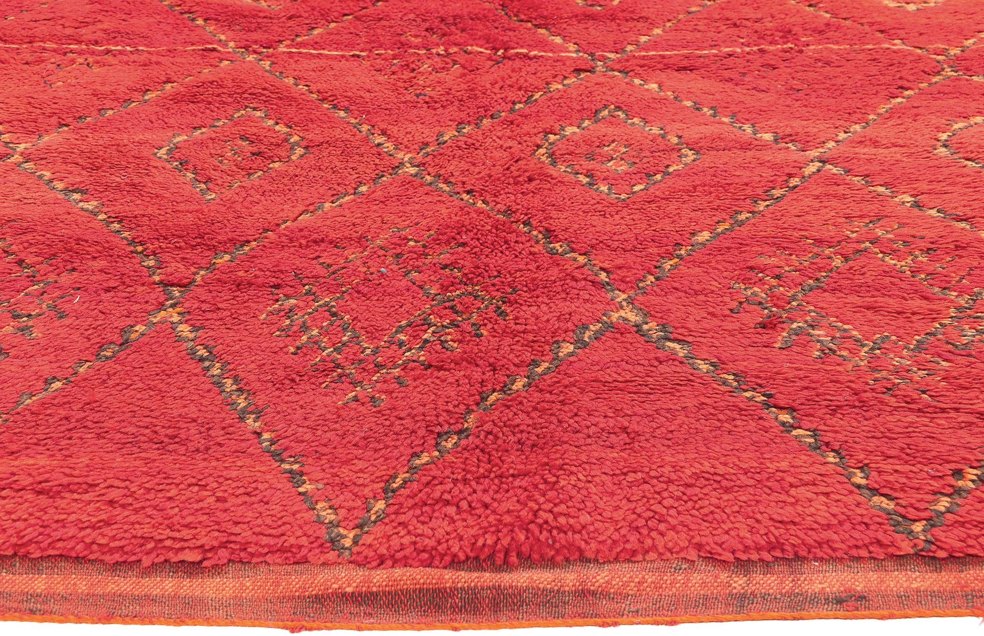 Hand-Knotted Vintage Red Beni MGuild Moroccan Rug  For Sale