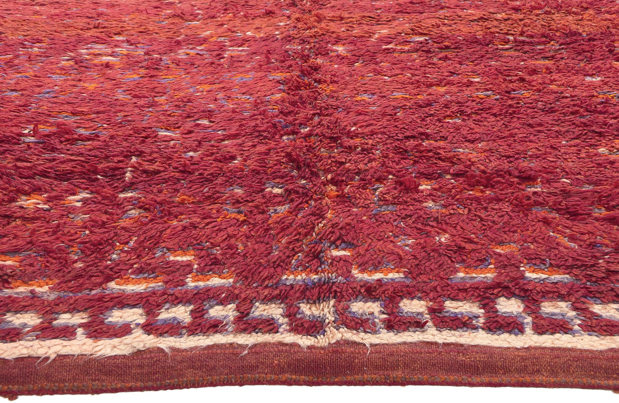 Hand-Knotted Vintage Red Beni MGuild Moroccan Rug  For Sale