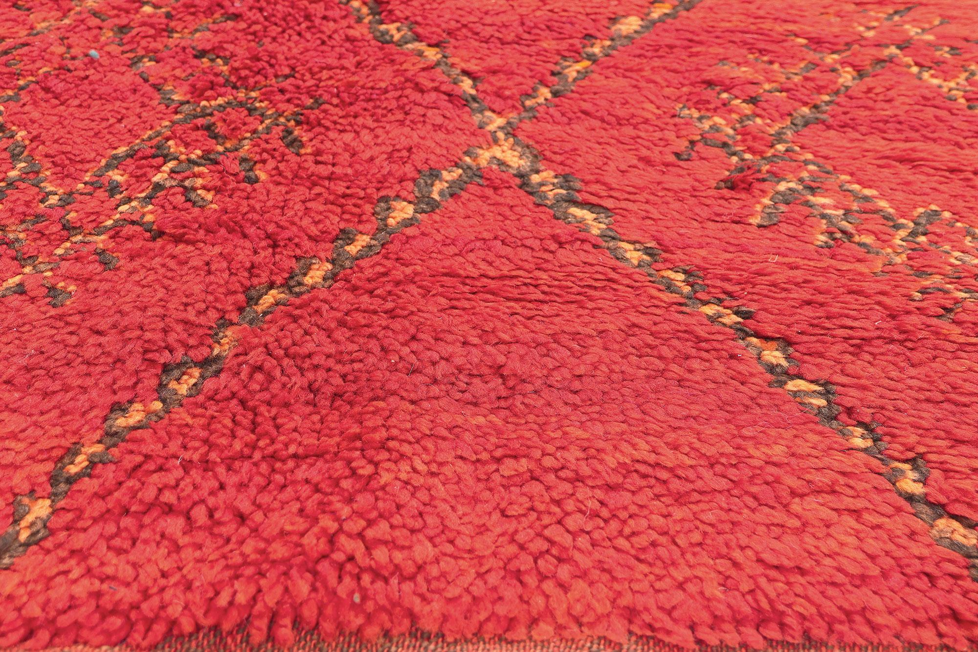 Vintage Red Beni MGuild Moroccan Rug  In Good Condition For Sale In Dallas, TX