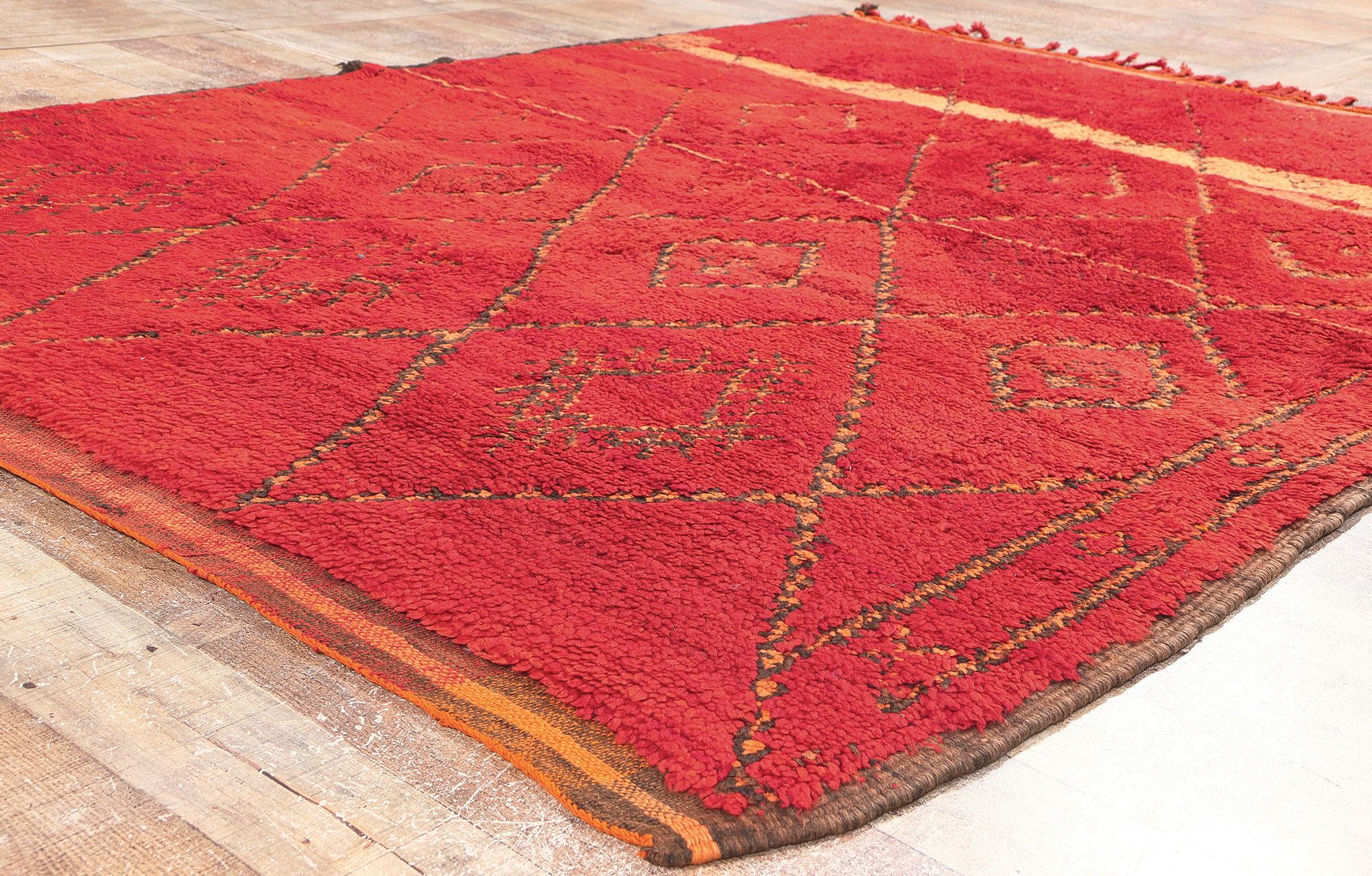 Wool Vintage Red Beni MGuild Moroccan Rug  For Sale