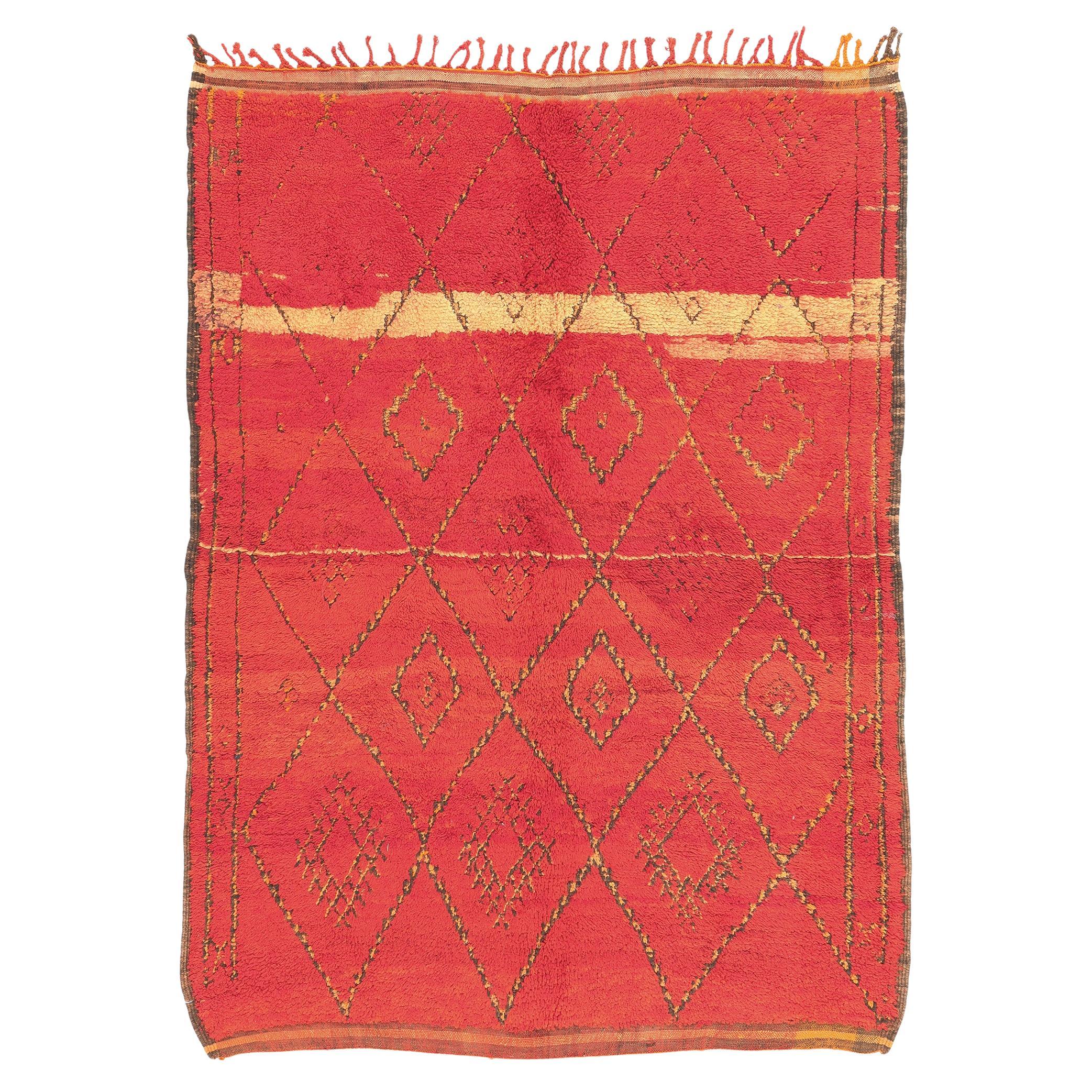 Vintage Red Beni MGuild Moroccan Rug  For Sale