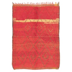 Used Red Beni MGuild Moroccan Rug 
