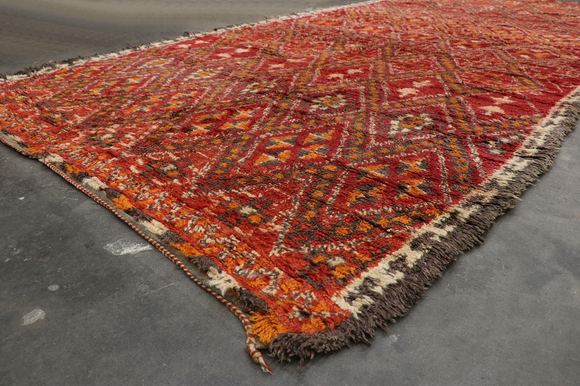 Wool Vintage Red Beni M'Guild Moroccan Rug with Tribal Style For Sale