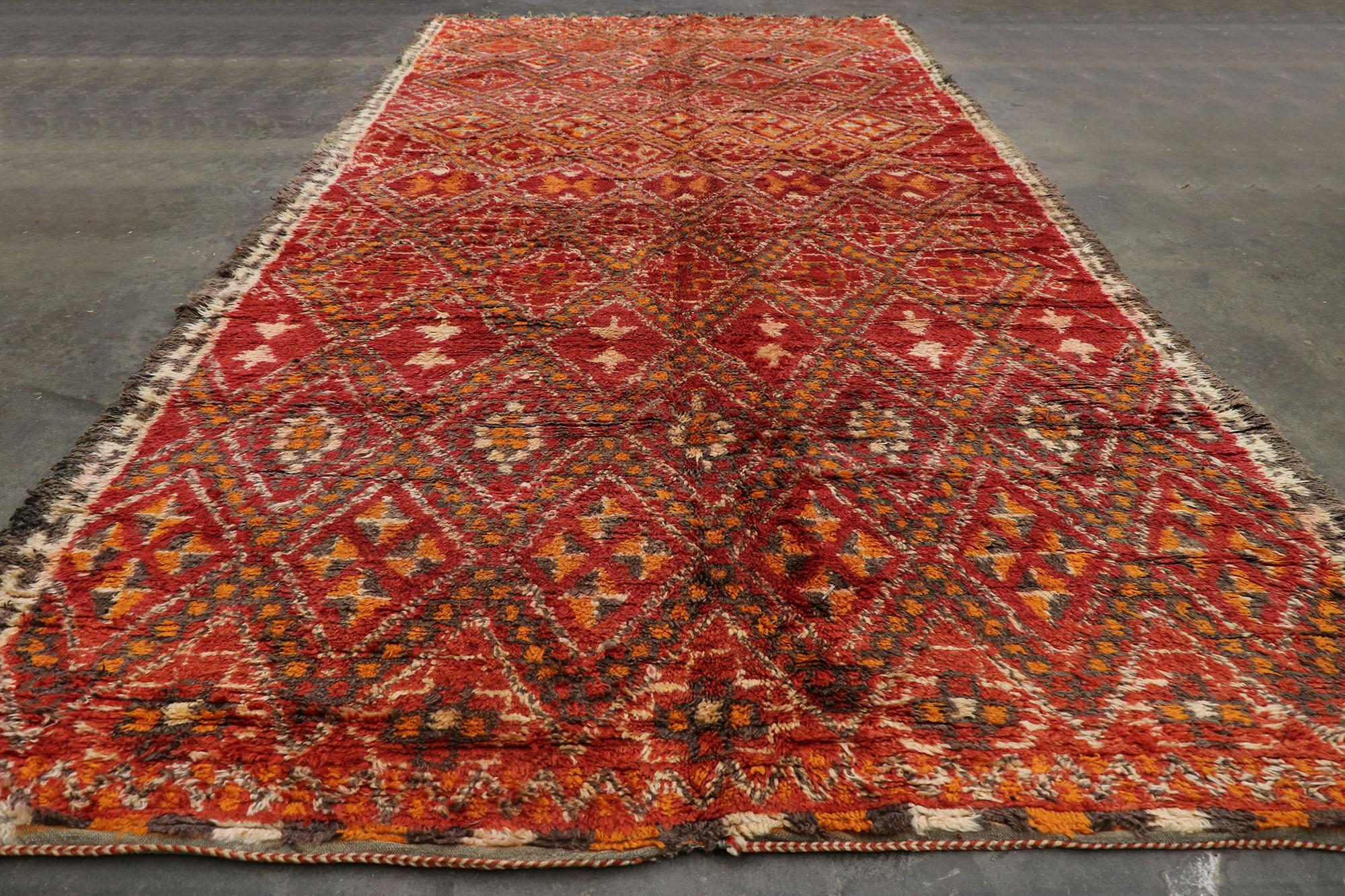 Vintage Red Beni M'Guild Moroccan Rug with Tribal Style For Sale 1