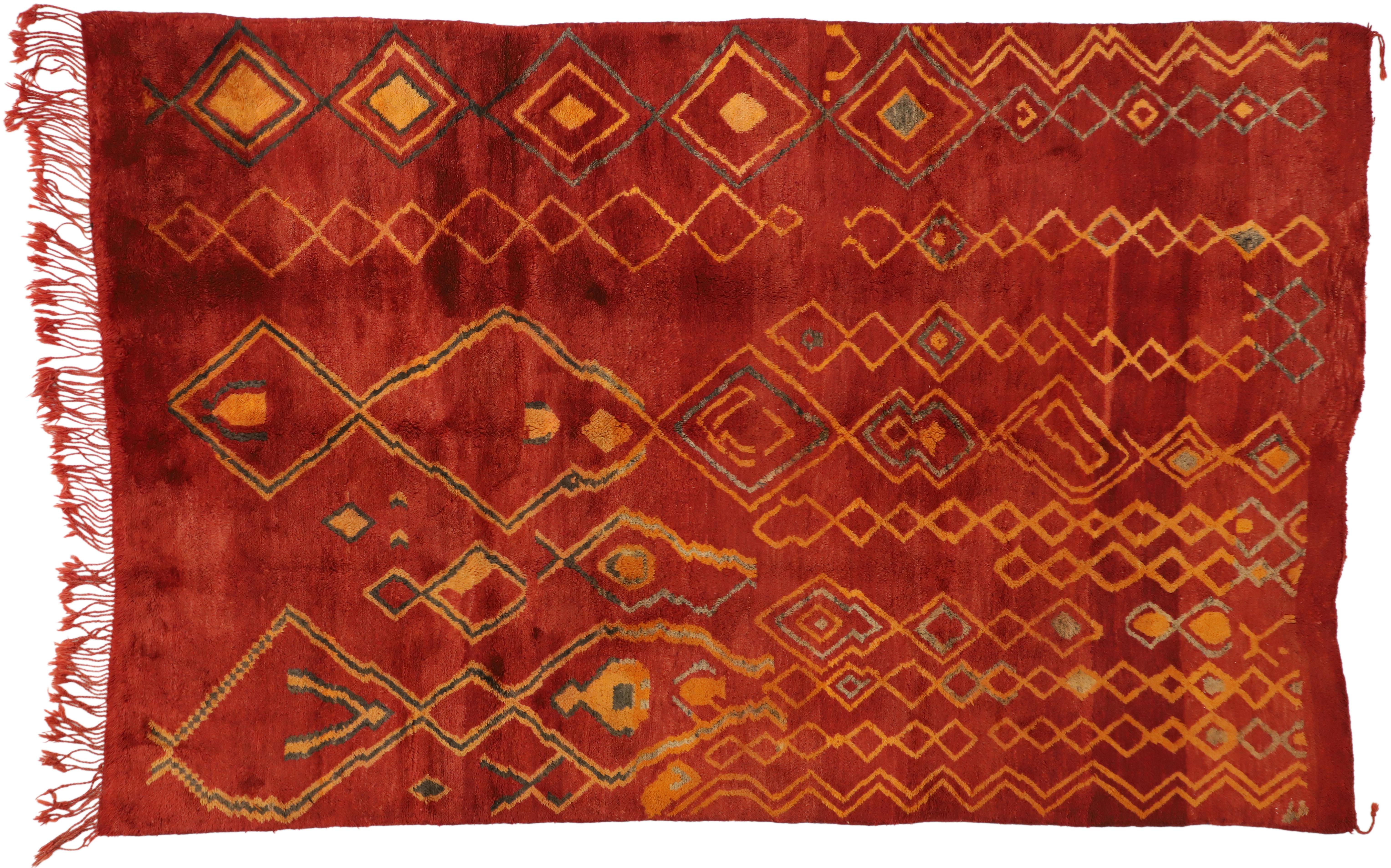 20th Century Vintage Red Beni Mrirt Carpet, Berber Moroccan Rug