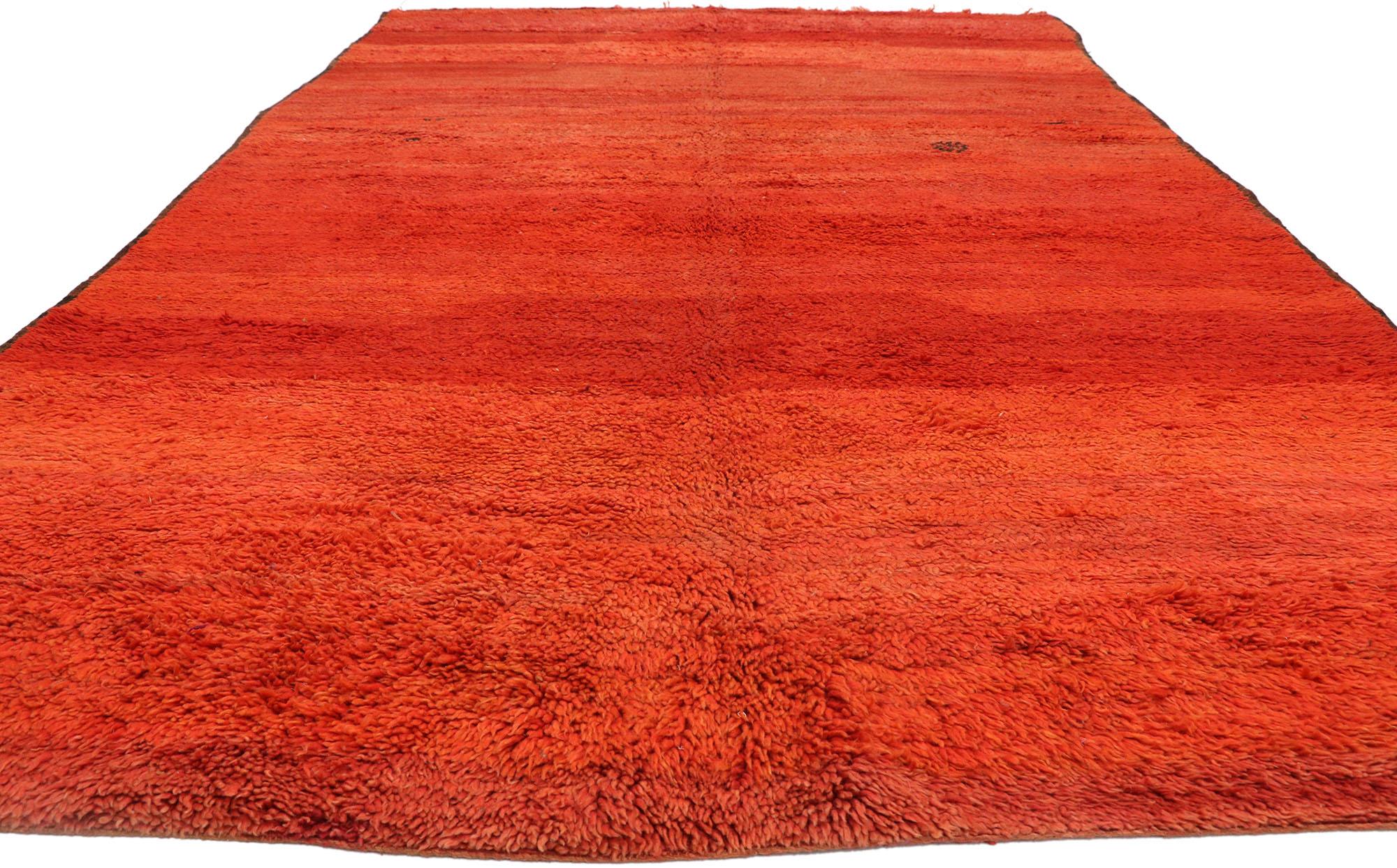 Tribal Vintage Red Beni Mrirt Moroccan Rug, Midcentury Modern Meets Marrakesh Mystique For Sale