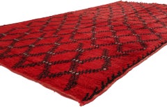 Vintage Red Beni Mrirt Moroccan Rug