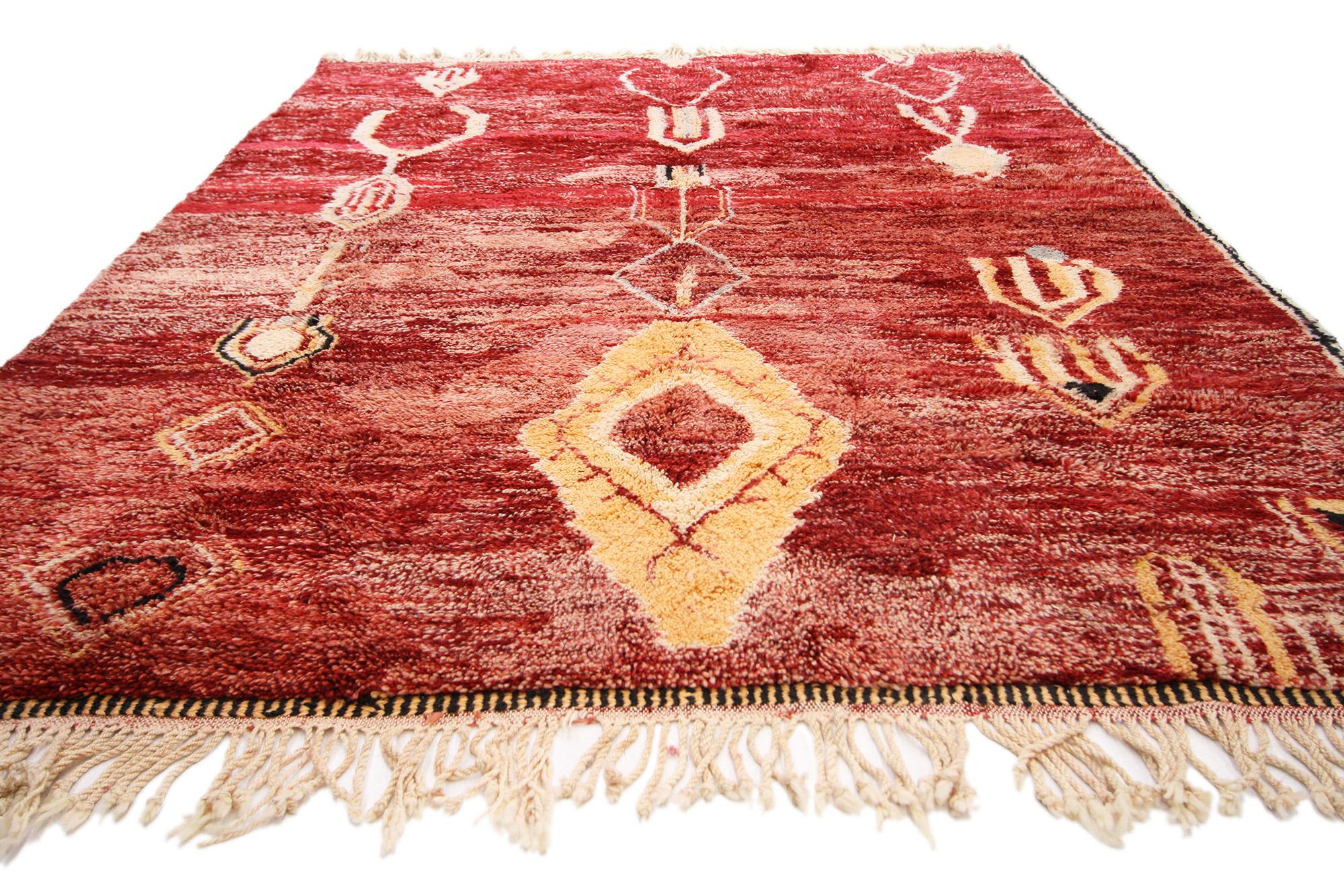 Tribal Vintage Red Beni Mrirt Moroccan Rug For Sale