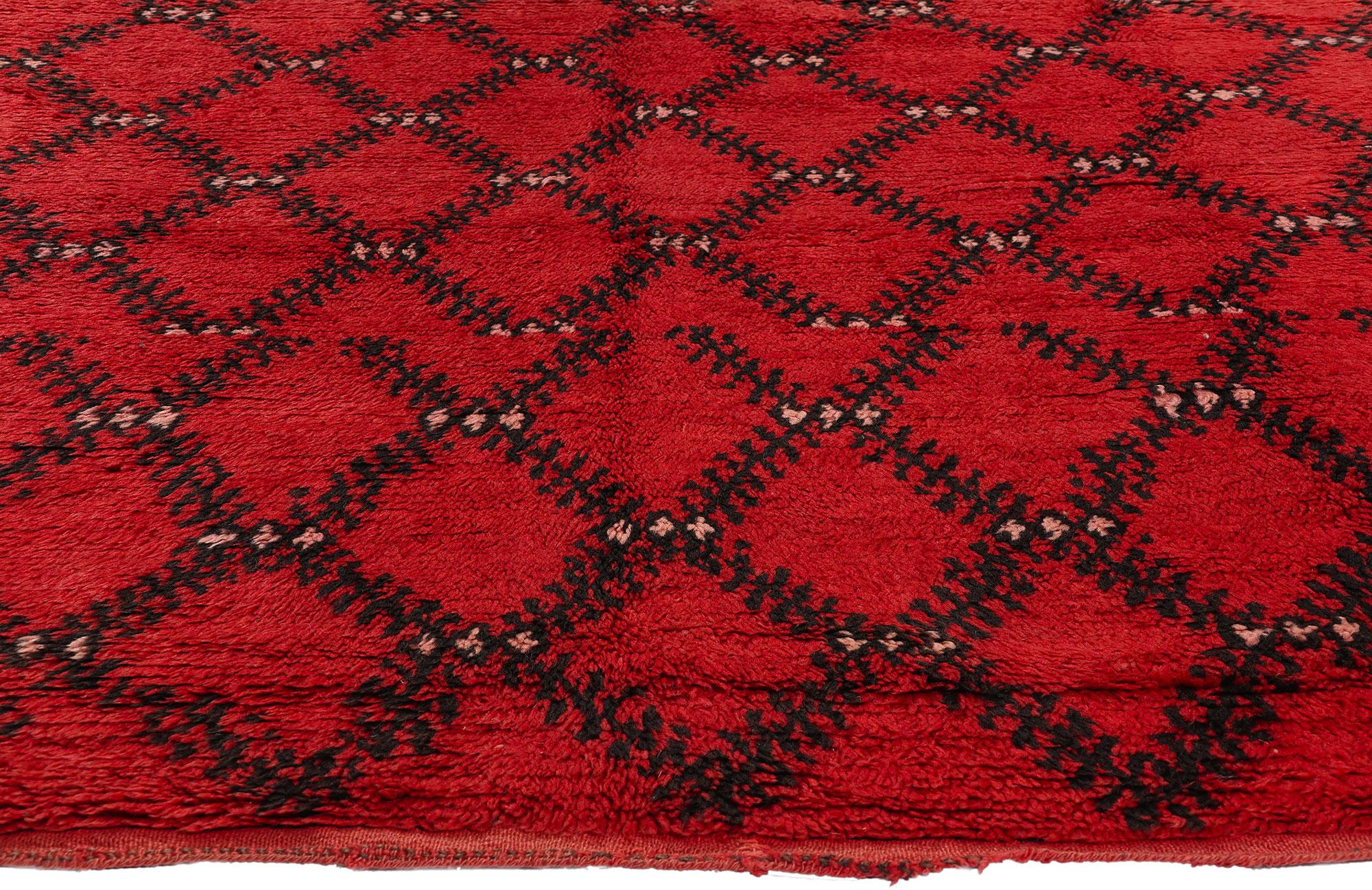 Hand-Knotted Vintage Red Beni Mrirt Moroccan Rug For Sale