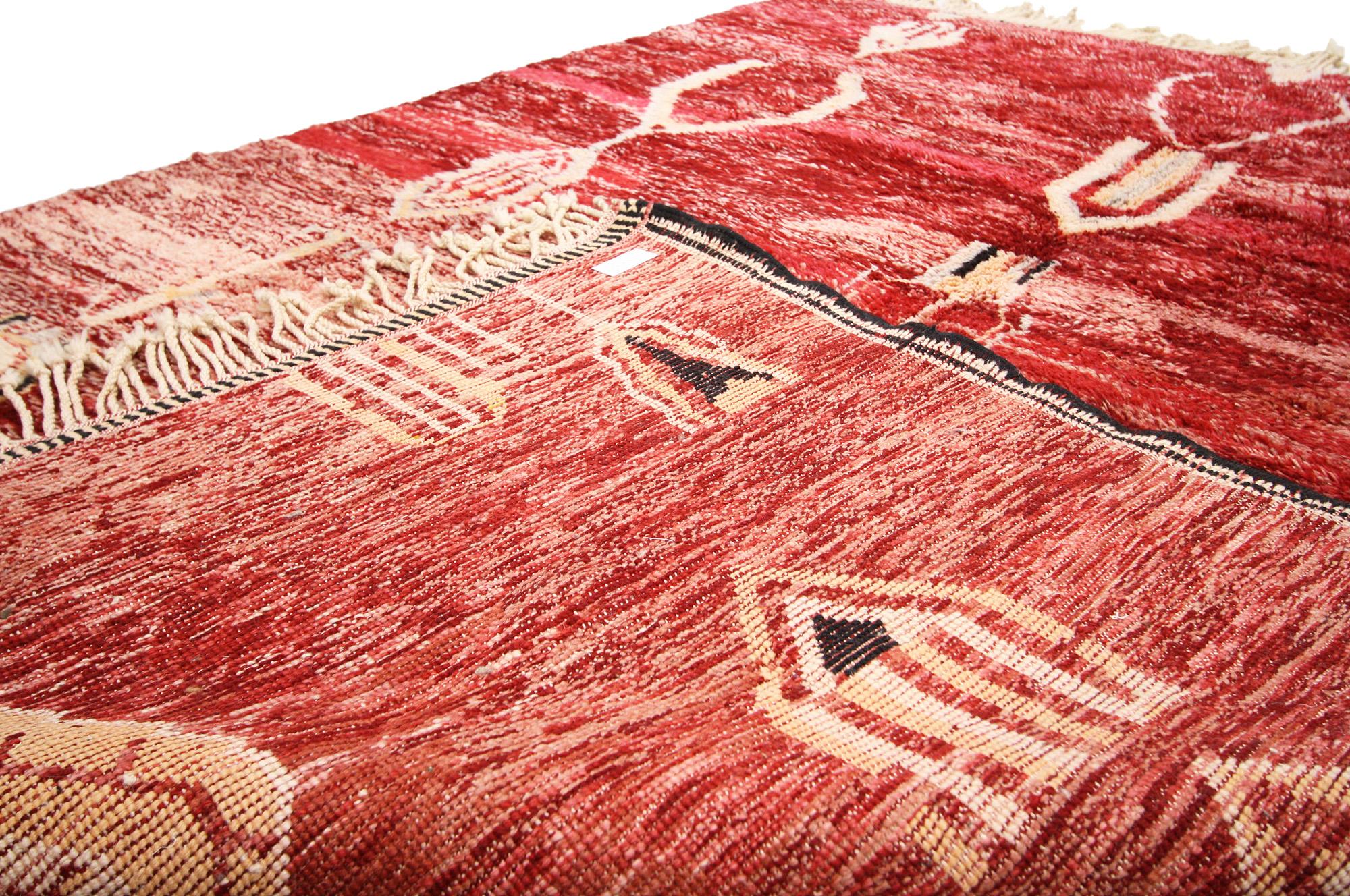 Vintage Rot Beni Mrirt Marokkanischer Teppich (Wolle) im Angebot