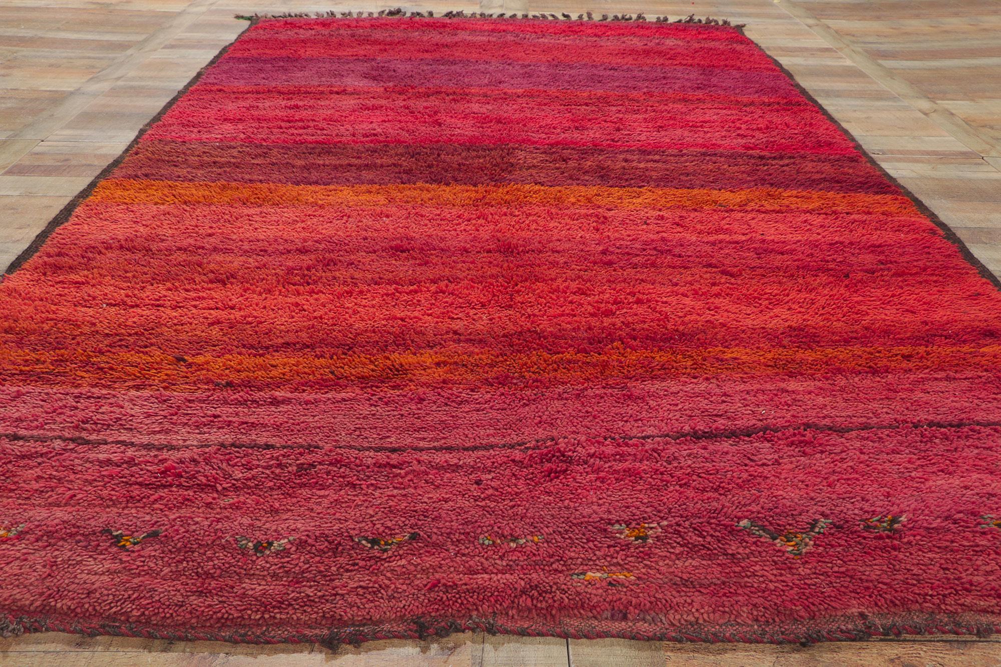 1980's Red Beni Mrirt Moroccan Carpet with Modern Style For Sale 1