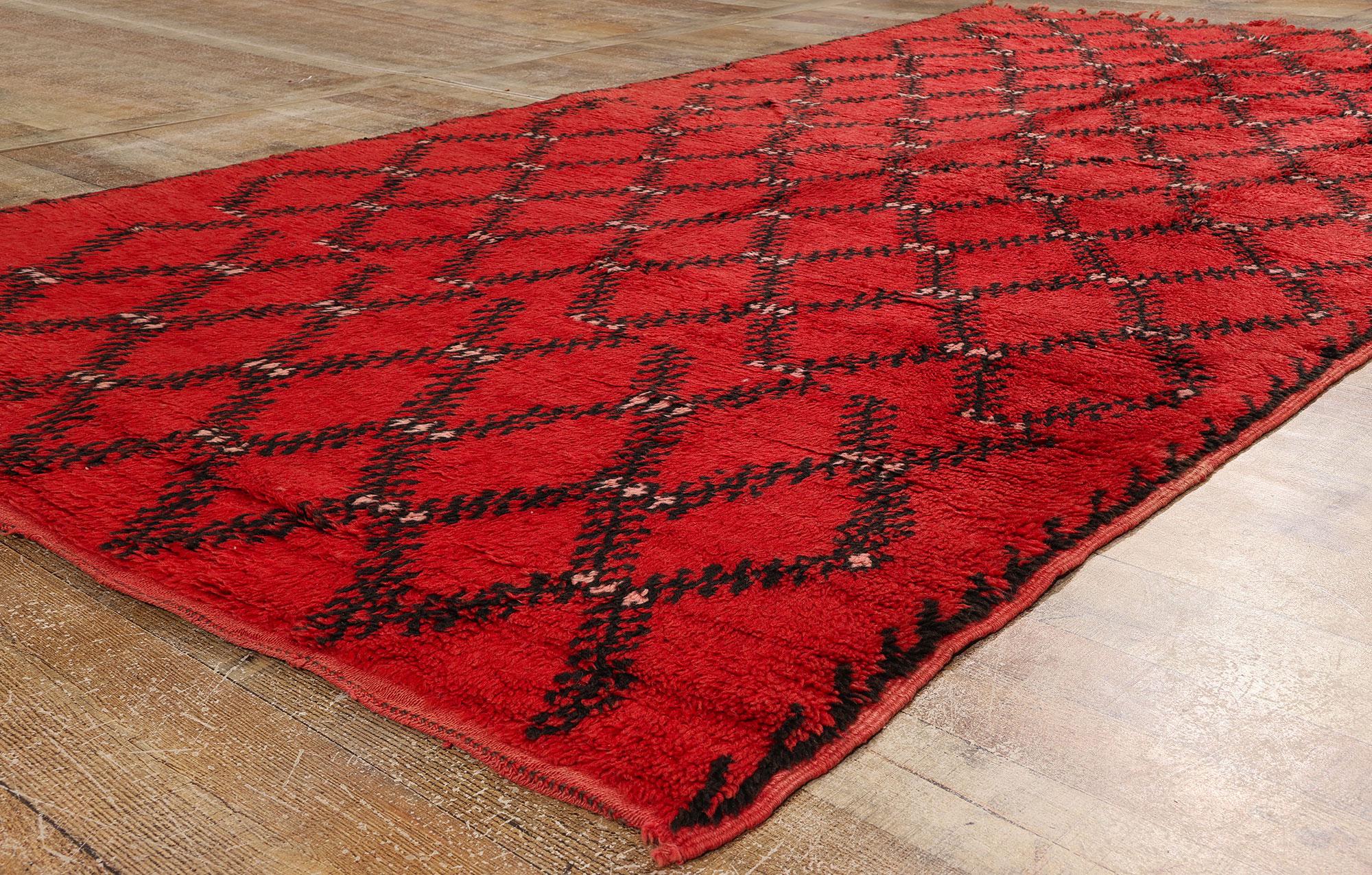 Wool Vintage Red Beni Mrirt Moroccan Rug For Sale