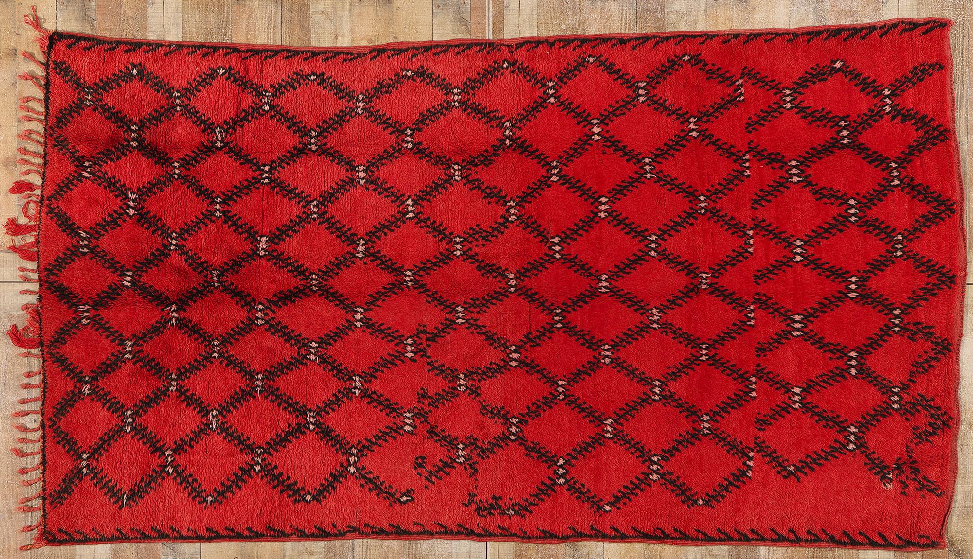 Vintage Red Beni Mrirt Moroccan Rug For Sale 2