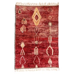 Vintage Red Beni Mrirt Moroccan Rug