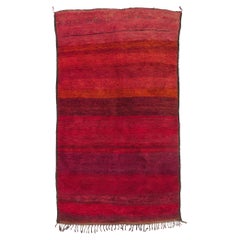 Vintage Red Beni Mrirt Moroccan Rug