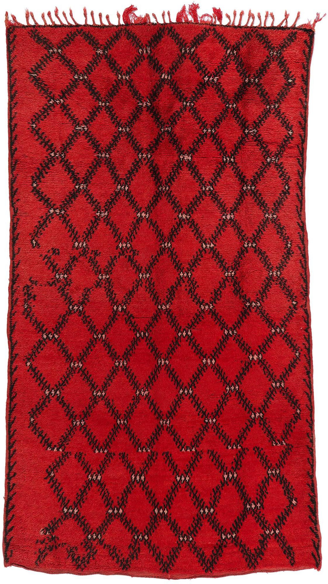 Vintage Red Beni Mrirt Moroccan Rug For Sale