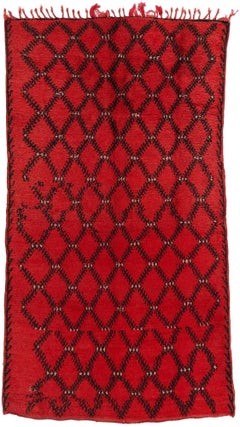Vintage Red Beni Mrirt Moroccan Rug