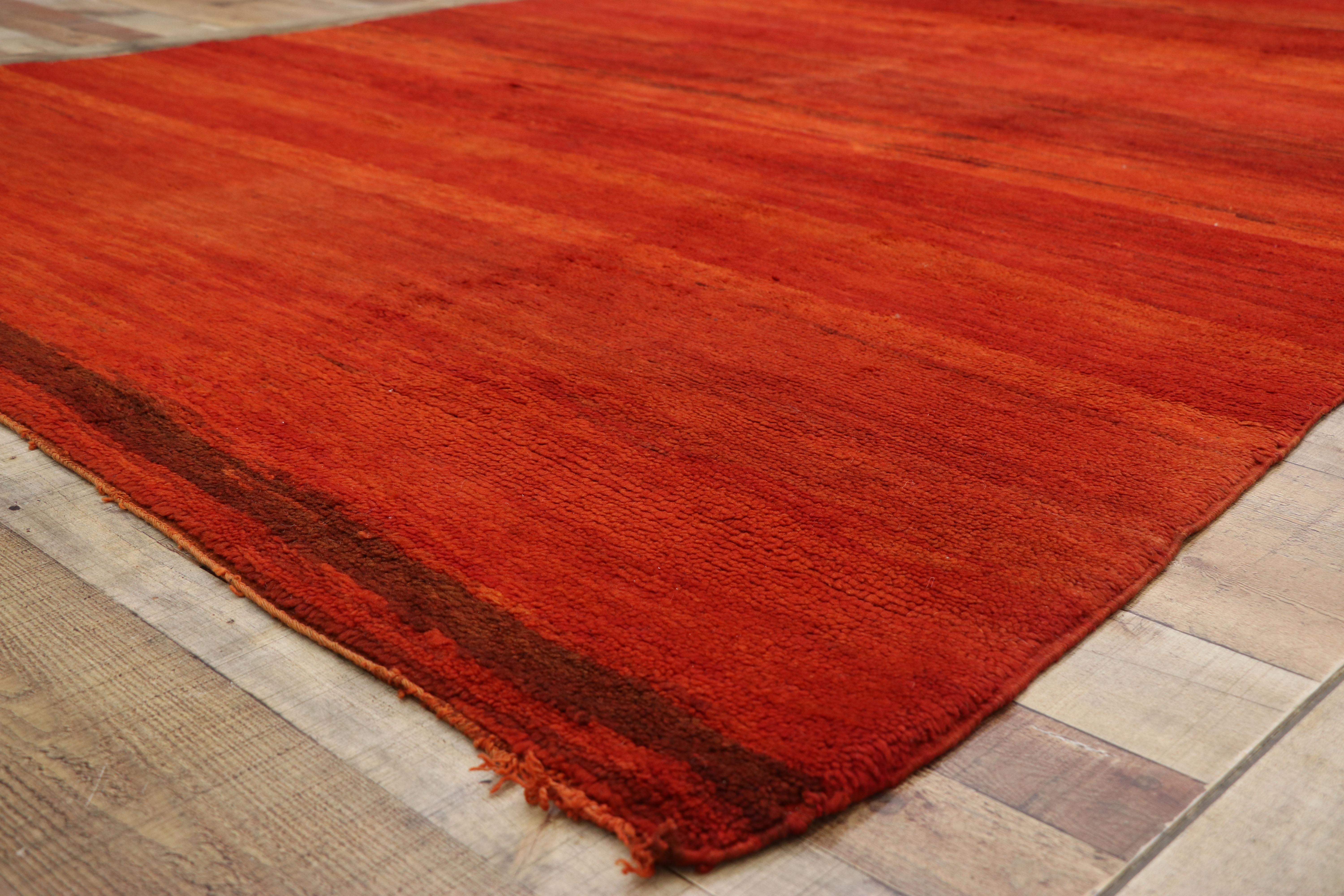 Hand-Knotted Vintage Red Beni Mrirt Moroccan Rug with Modern Style Inspired by Mark Rothko