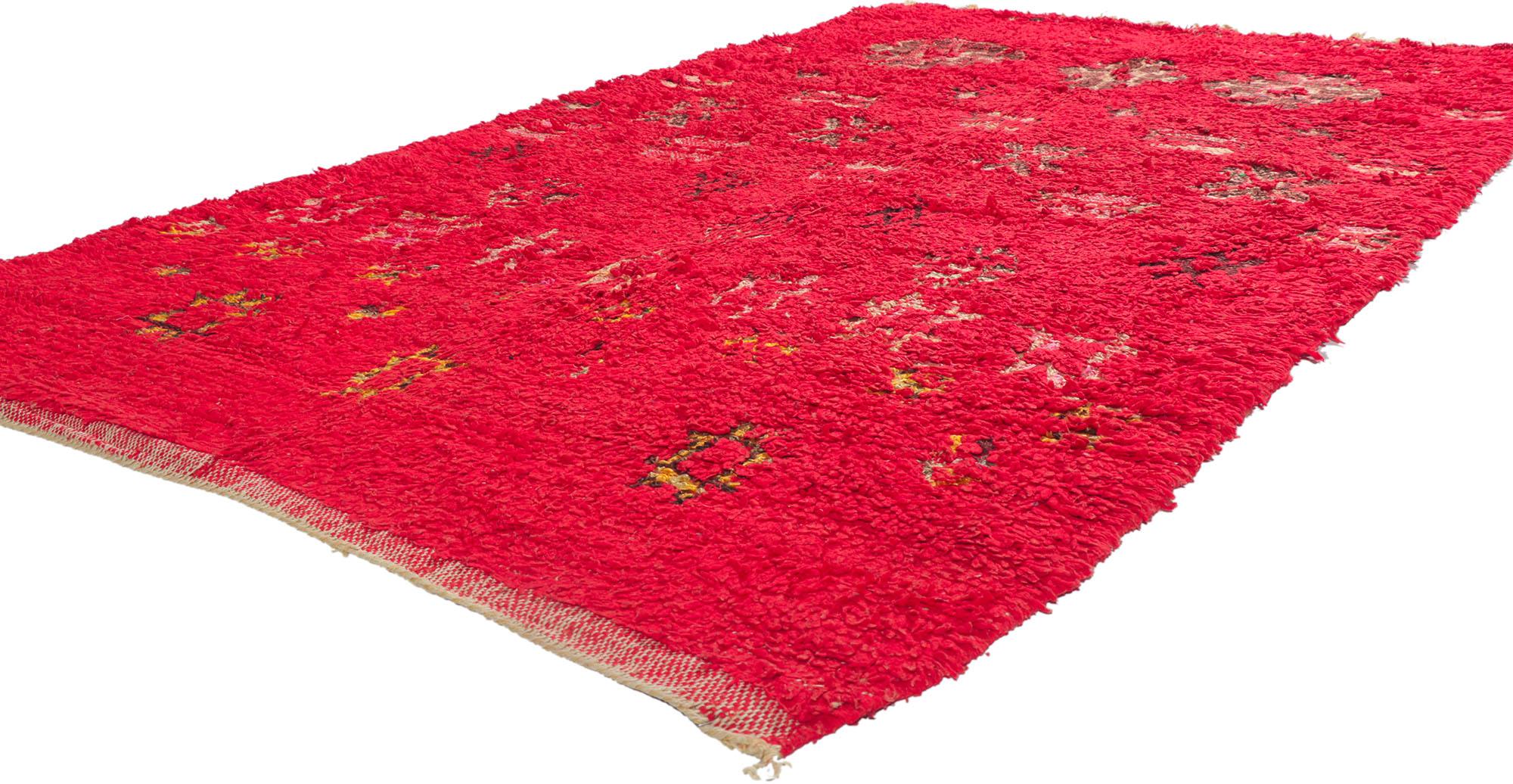 21498 vintage red Berber Moroccan rug with tribal style 05'00 x 08'07.