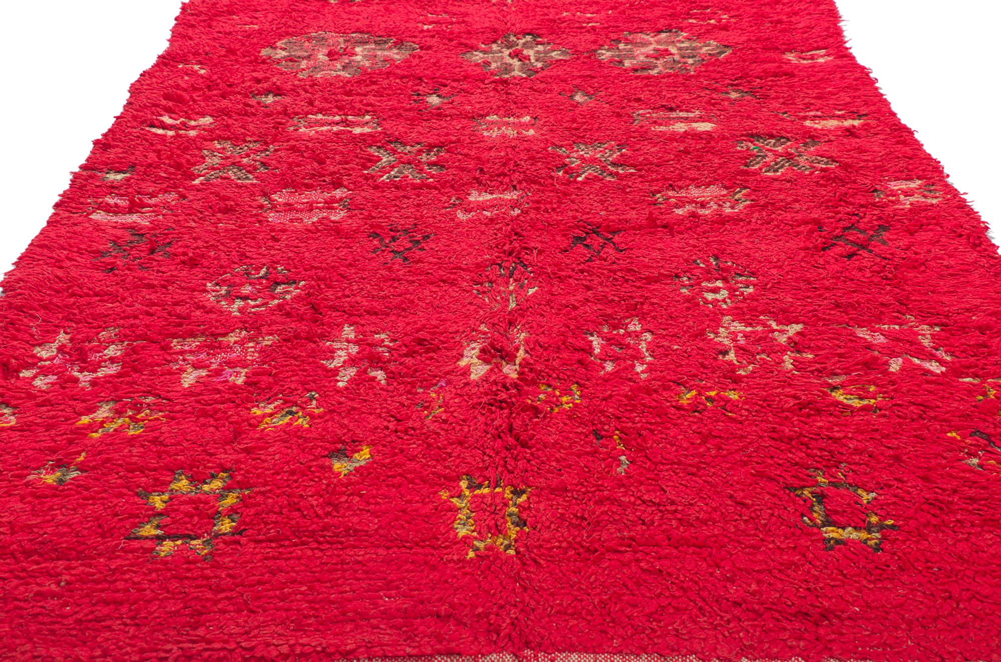 Vintage Red Berber Moroccan Rug with Tribal Style In Good Condition For Sale In Dallas, TX