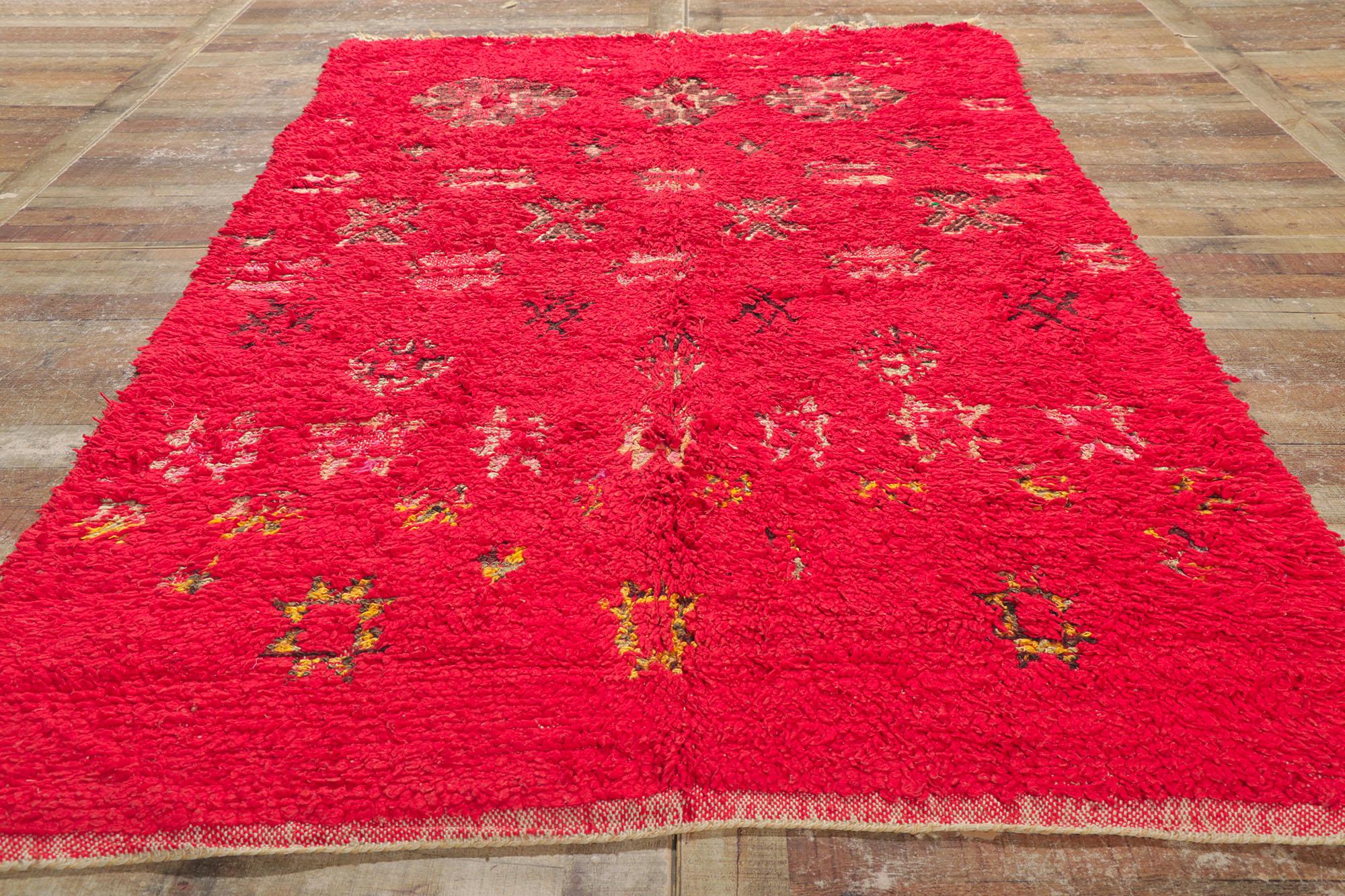 Vintage Red Berber Moroccan Rug with Tribal Style For Sale 1