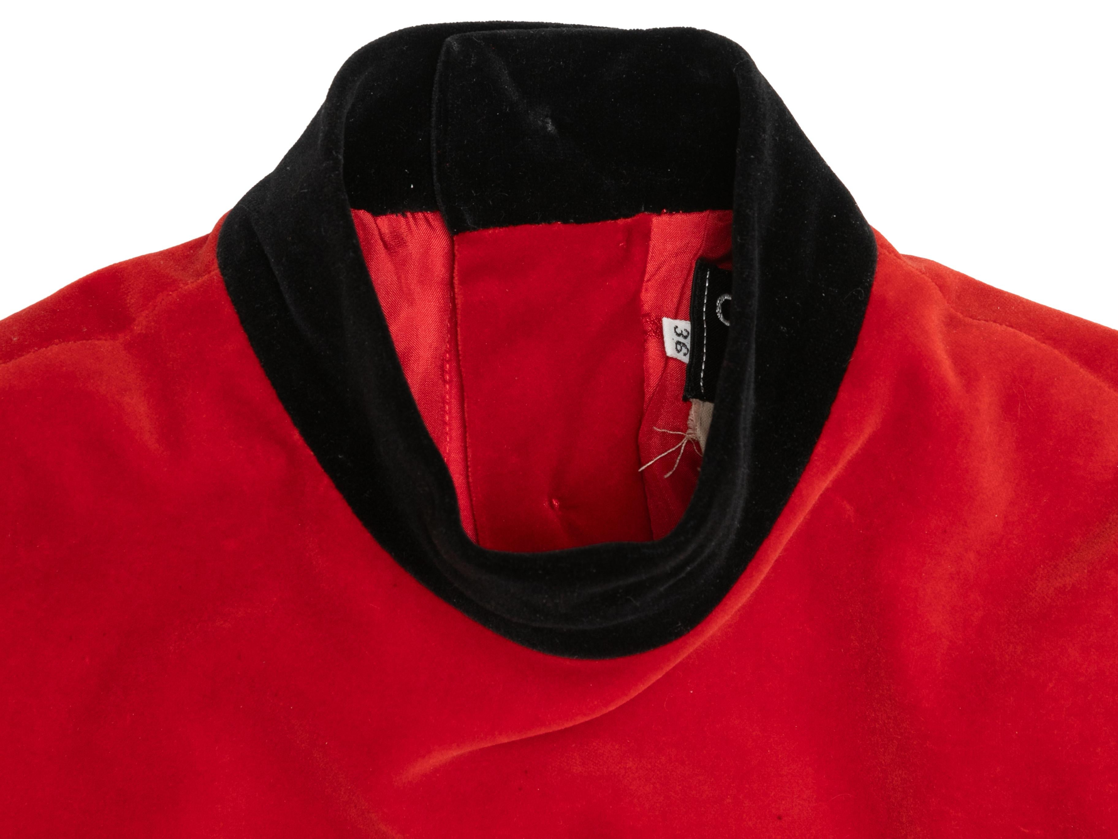 Vintage Red & Black Chanel Boutique Velvet Mini Dress Size FR 36 For Sale 3