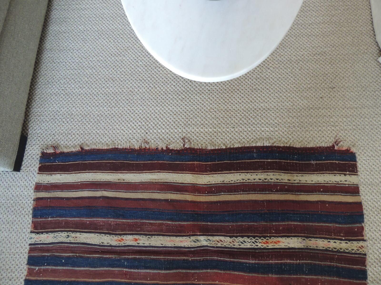 Stripe Woven Kilim Area Rug - Carpet In Good Condition For Sale In Oakland Park, FL