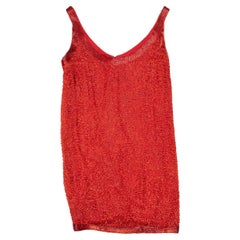 Mini abito vintage con perline Bob Mackie Red Taglia S.I.M.