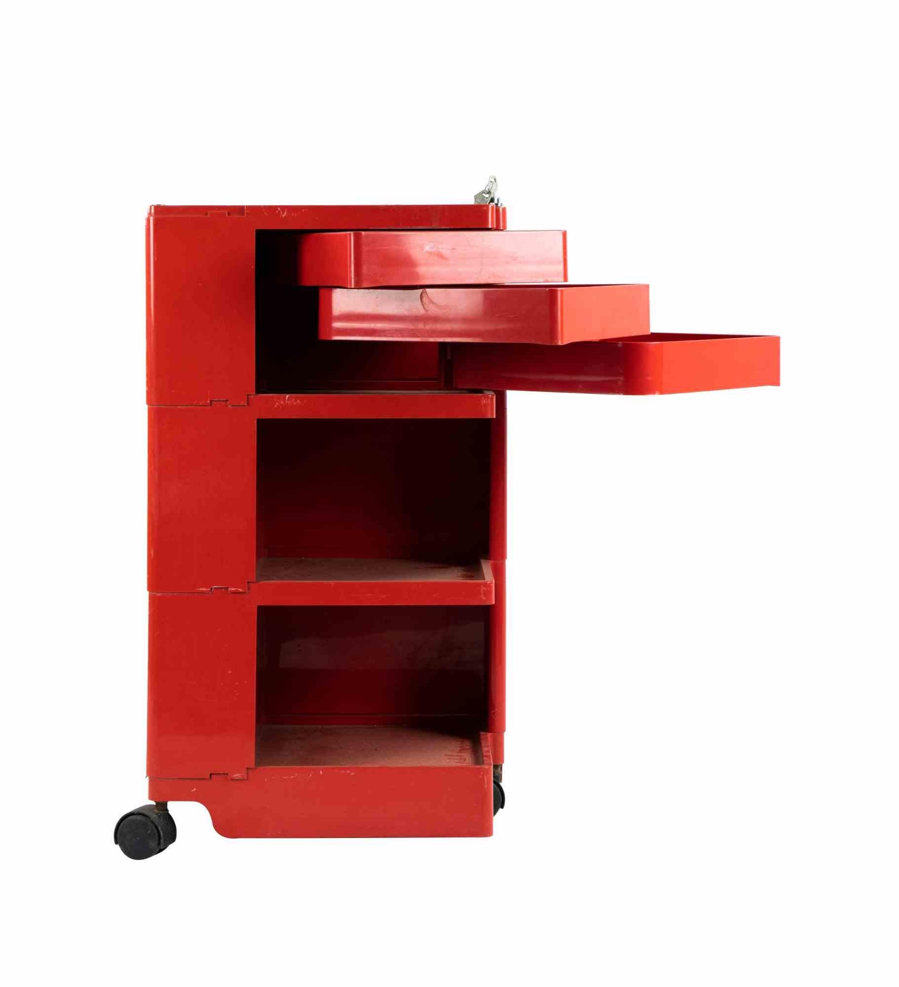 Italian Vintage Red Bobby Cart by Gio Colombo, 1970s