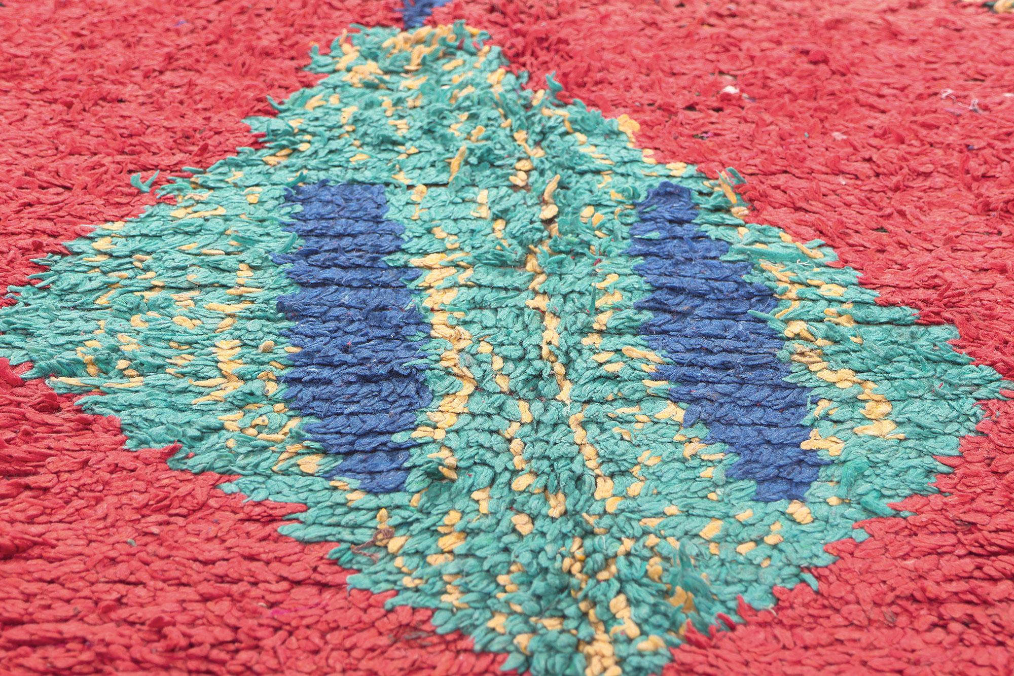 Marokkanischer roter Boujad-Teppich im Vintage-Stil, Boho Jungalow trifft auf Stammeskunst-Enchantment (20. Jahrhundert) im Angebot