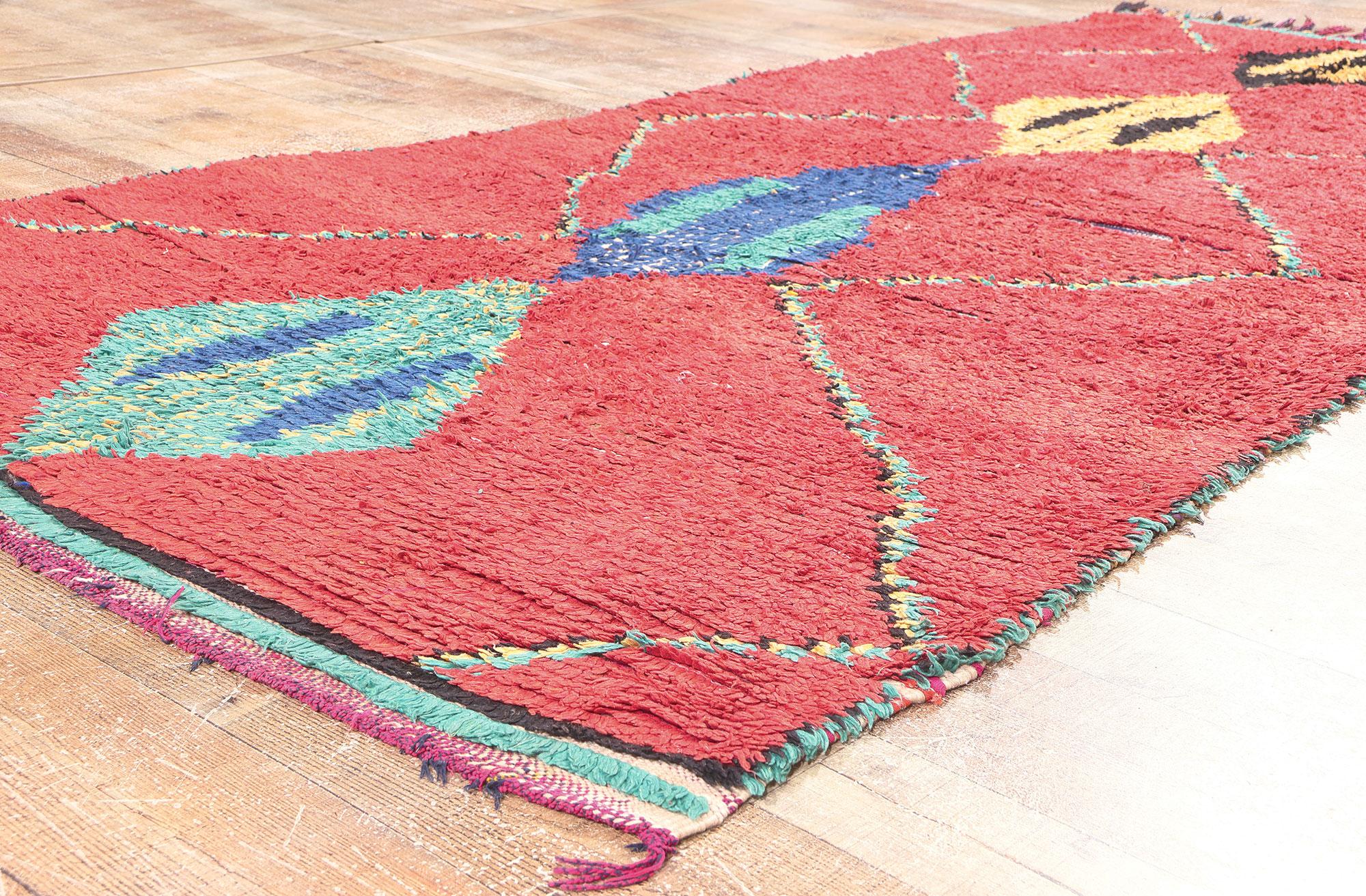 Marokkanischer roter Boujad-Teppich im Vintage-Stil, Boho Jungalow trifft auf Stammeskunst-Enchantment im Angebot 1