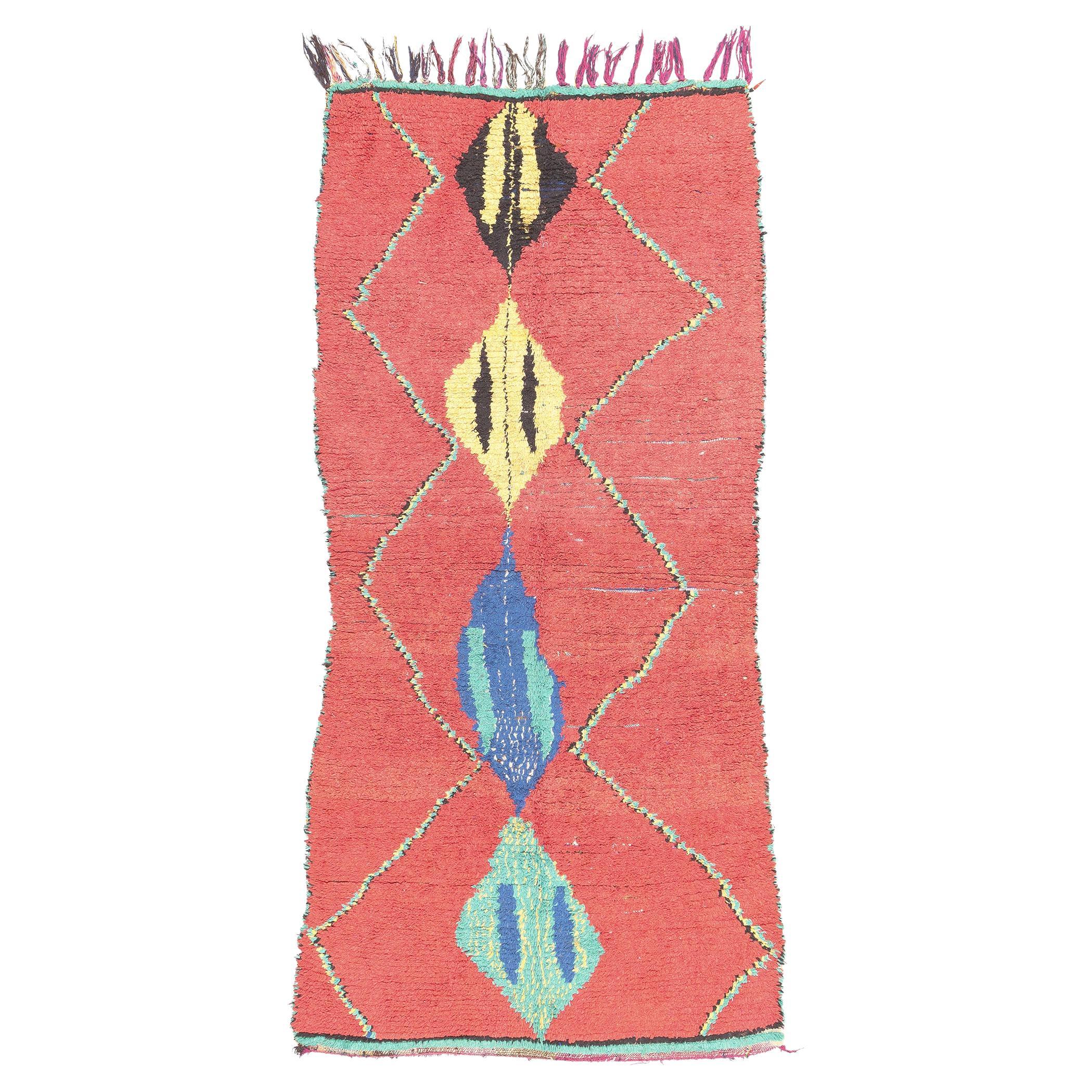 Marokkanischer roter Boujad-Teppich im Vintage-Stil, Boho Jungalow trifft auf Stammeskunst-Enchantment im Angebot