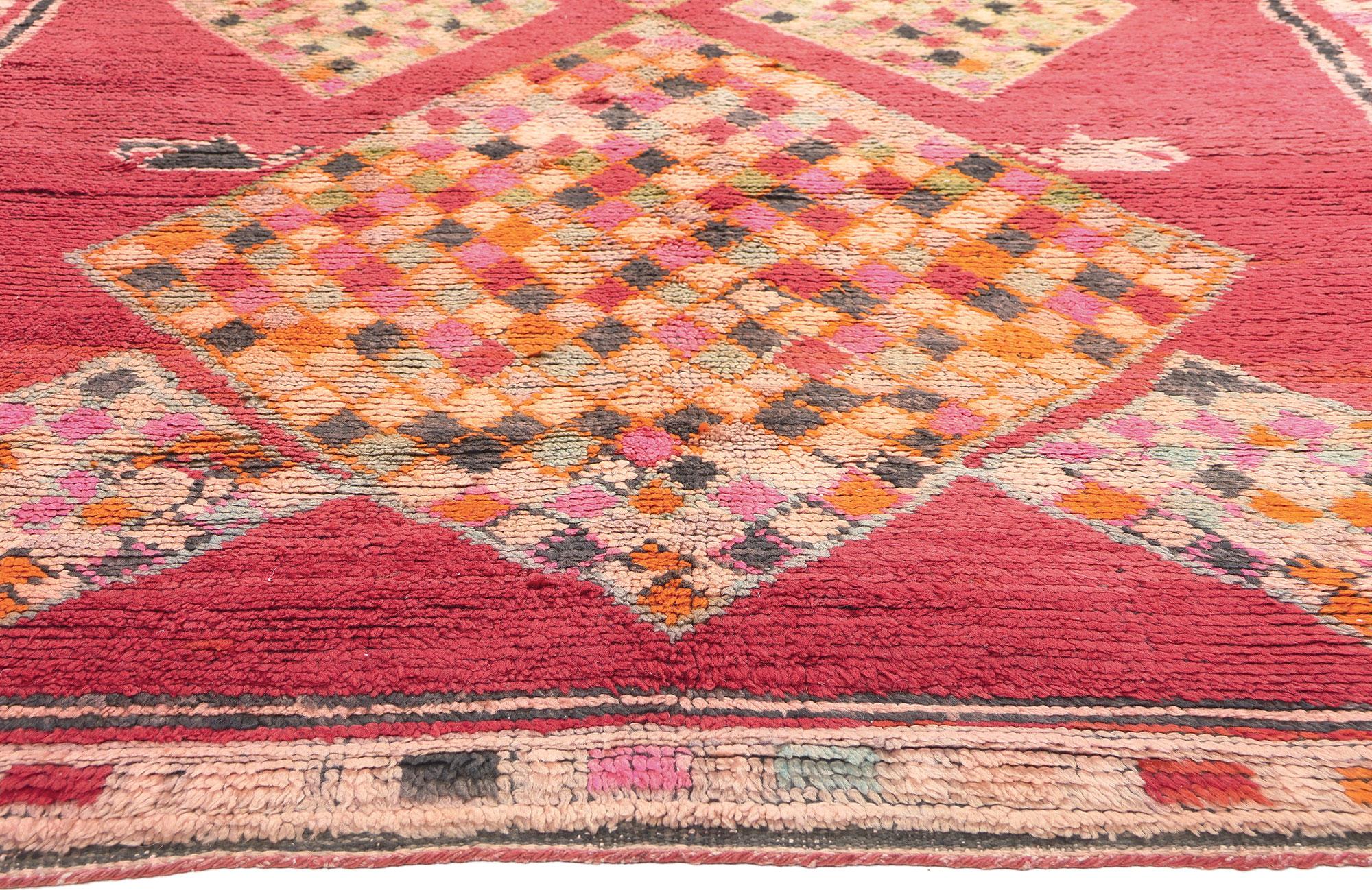 Marokkanischer Boujad-Teppich, rot (Handgeknüpft) im Angebot