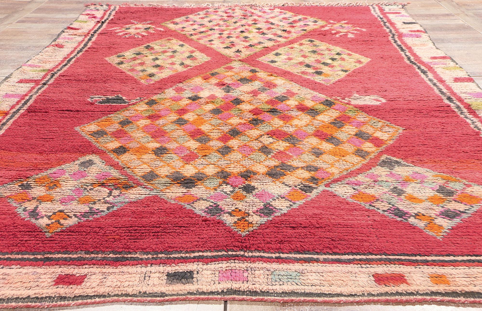 Vintage Red Boujad Moroccan Rug For Sale 1