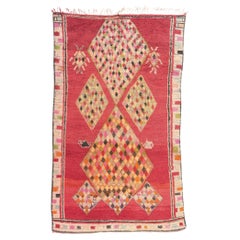 Retro Red Boujad Moroccan Rug