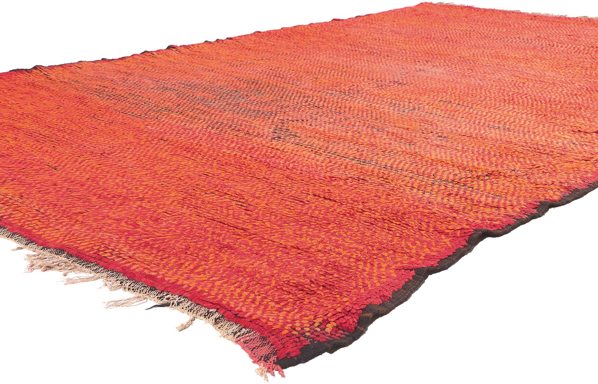 20996 Vintage Red Boujad Moroccan Rug, 06'00 x 10'00. Embrace the spirited essence of Boujad rugs, hailing from the vibrant city of Boujad in the Khouribga region, Moroccan rugs like this are celebrated for their eccentric and artistic designs.