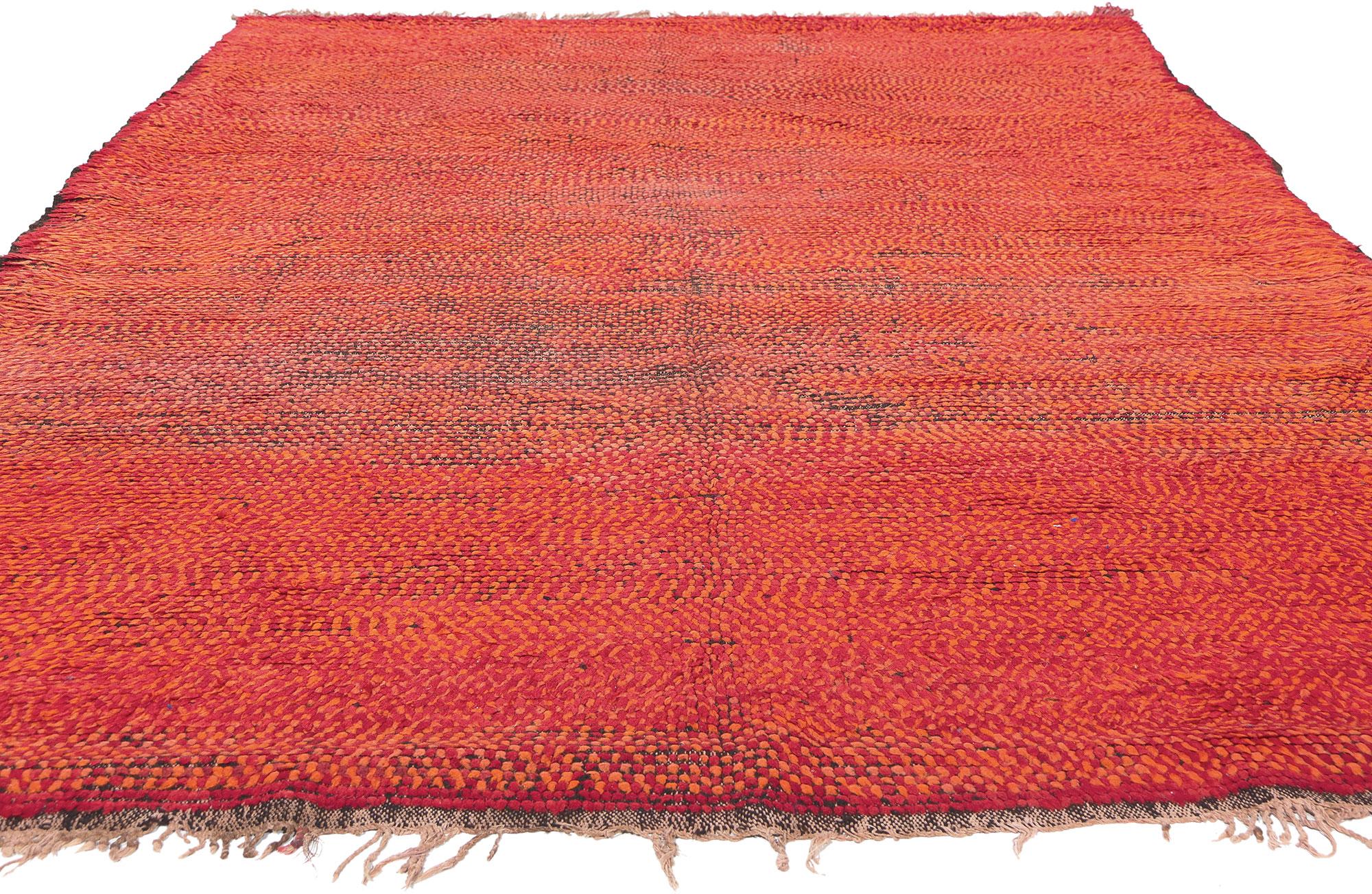 Mid-Century Modern Vintage Red Boujad Moroccan Rug, Midcentury Elegance Meets Tribal Enchantment For Sale