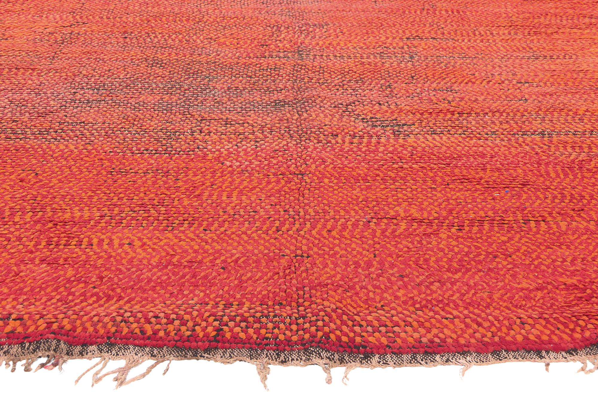 Hand-Knotted Vintage Red Boujad Moroccan Rug, Midcentury Elegance Meets Tribal Enchantment For Sale
