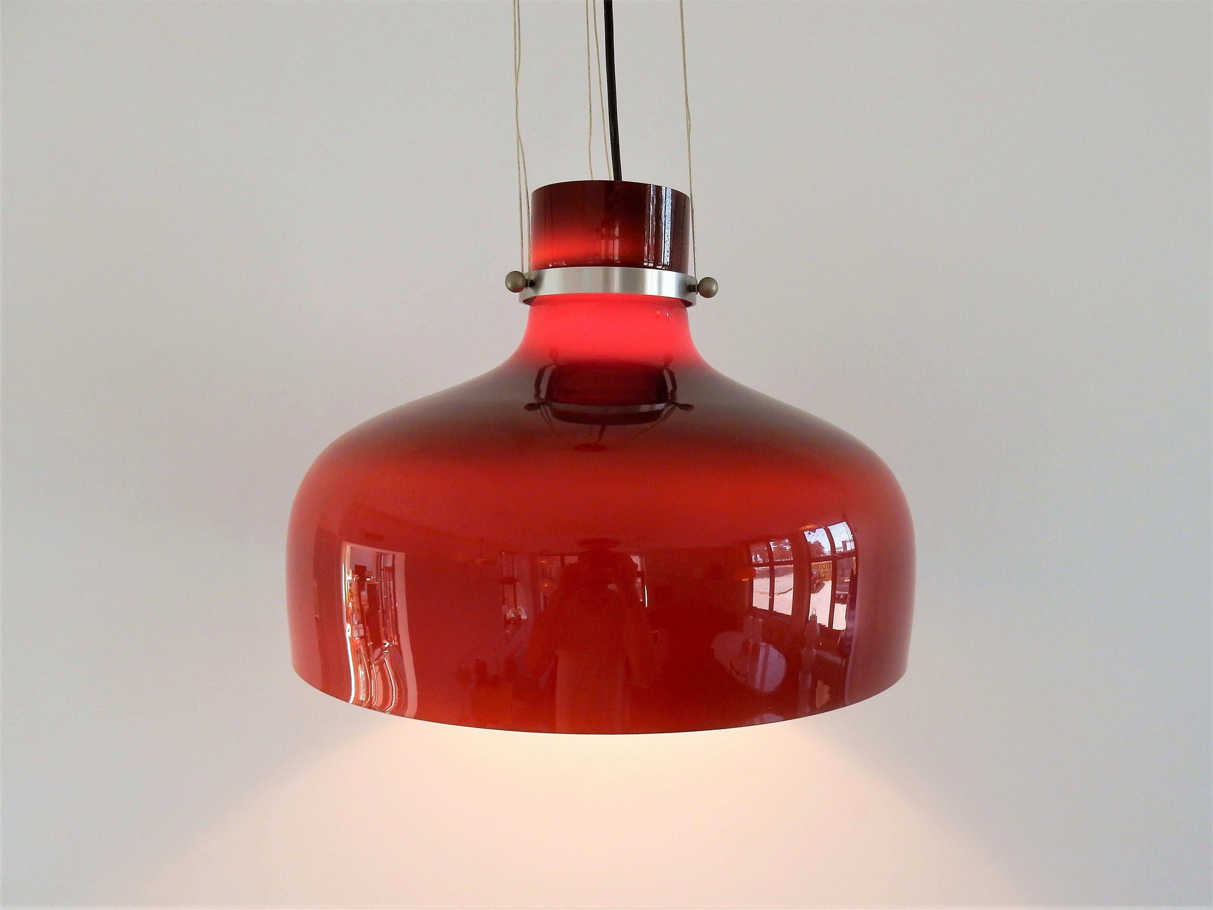 Vintage Pendelleuchte aus rot-braunem Glas, 1970er Jahre im Angebot 3