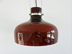 Vintage Red-Brown Colored Glass Pendant Lamp , 1970s
