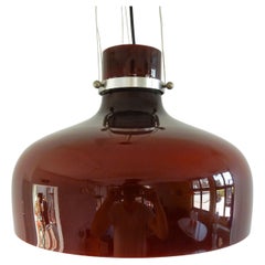 Vintage Pendelleuchte aus rot-braunem Glas, 1970er Jahre