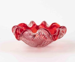 Vintage Red Bubble Murano Glass Ashtray attr. to Barovier & Toso, 1970s