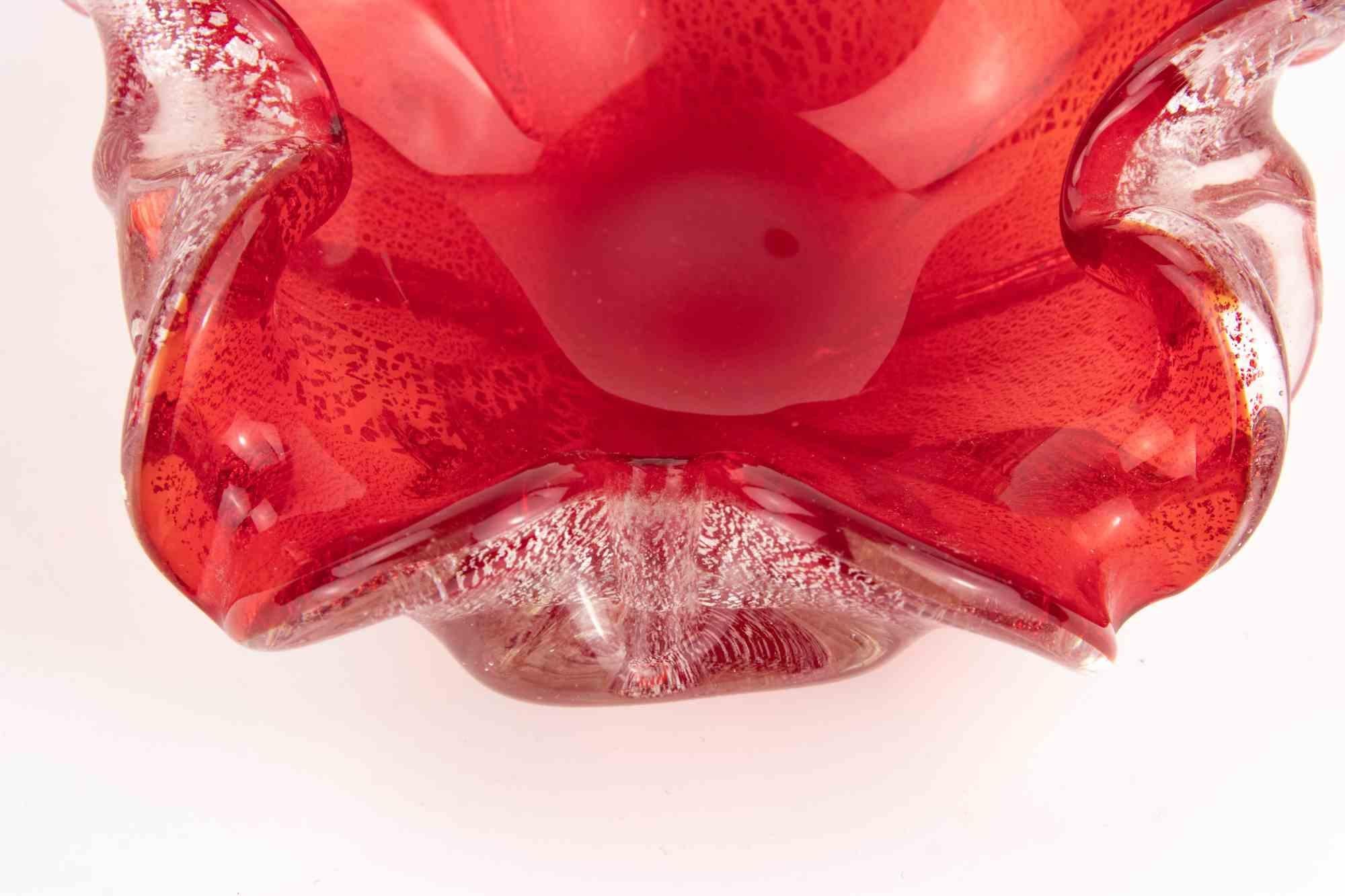 Posacenere d'epoca in vetro di Murano a bolle rosse attribuito a Barovier&Toso, anni '70 In condizioni buone in vendita a Roma, IT
