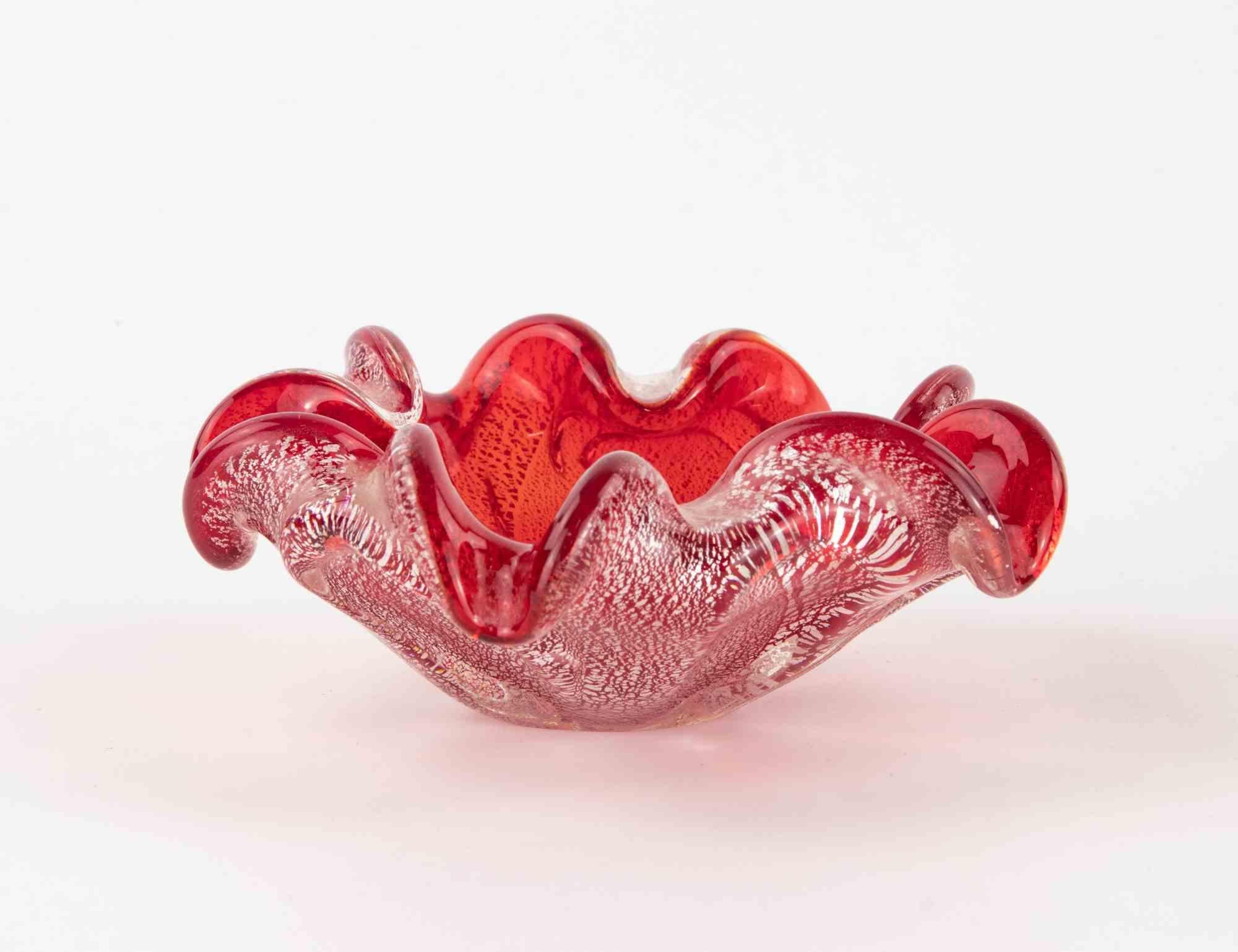 Fine XX secolo Posacenere d'epoca in vetro di Murano a bolle rosse attribuito a Barovier&Toso, anni '70 in vendita