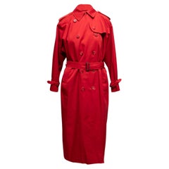 Vintage Red Burberrys Double-Breasted Wool-Lined Trench Coat Size US S