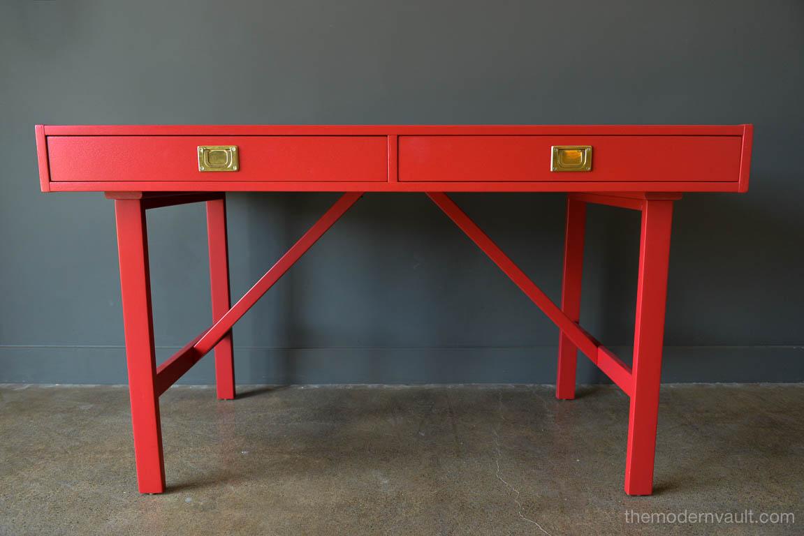 Painted Vintage Red Campaign Desk, circa 1970