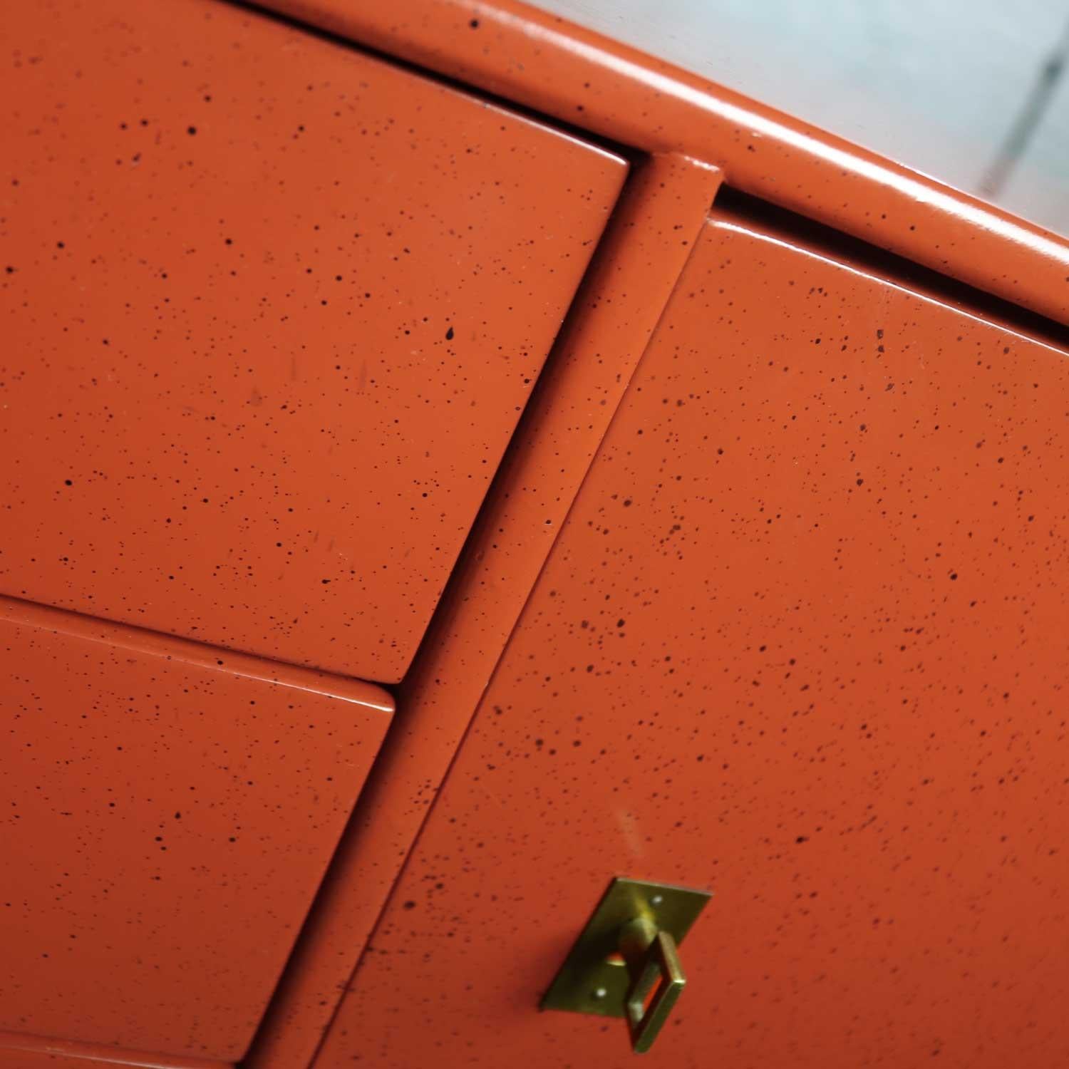 Vintage Red Campaign Style End Table Drawers and Door & Brass Detail by Hickory 12